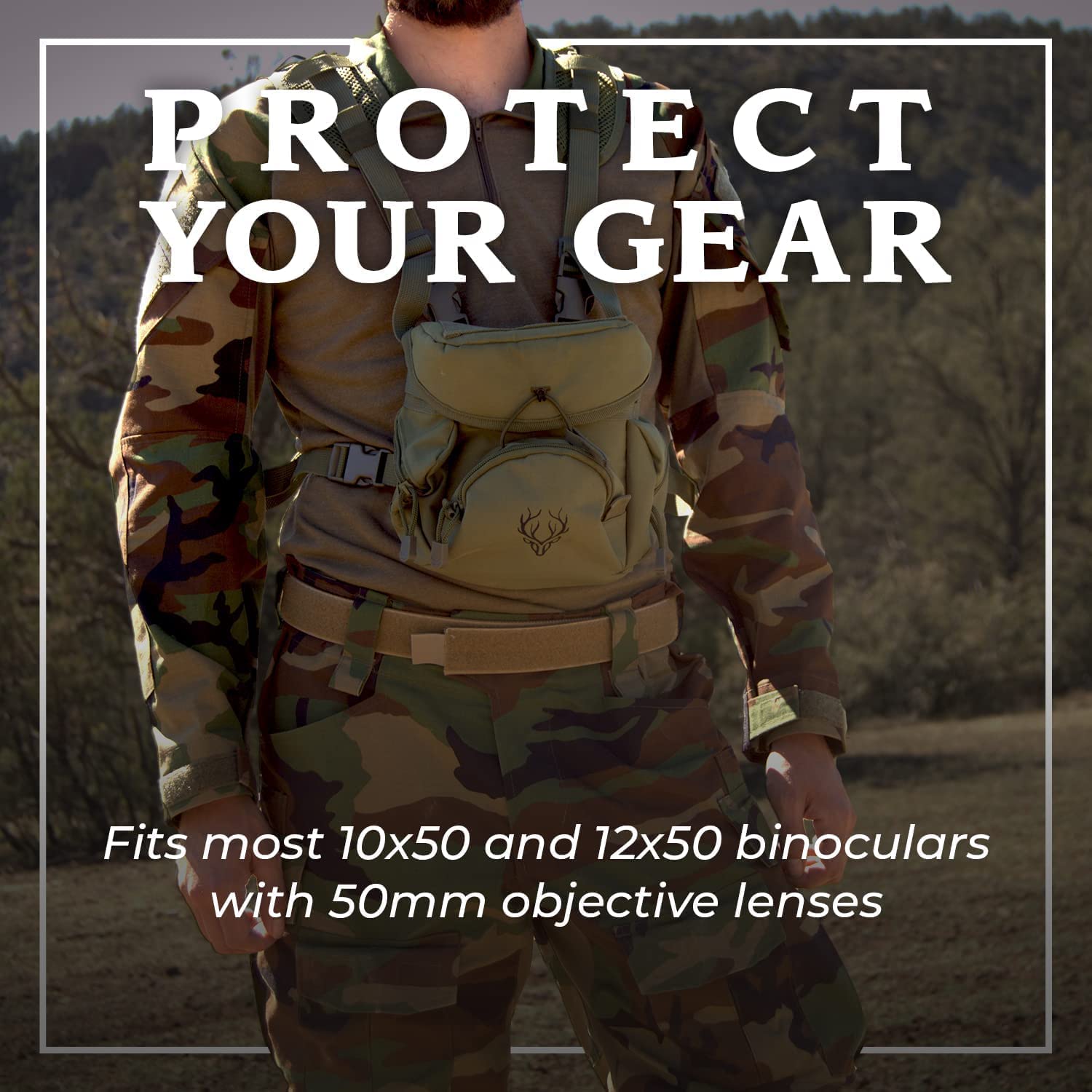 Boundless Performance Binocular Harness Chest Pack - Our Bino Harness Case Is Great For Hunting, Hiking, And Shooting - Binoc Straps Secure Your Binoculars - Holds Rangefinders, Bullets, Gear - Coyote