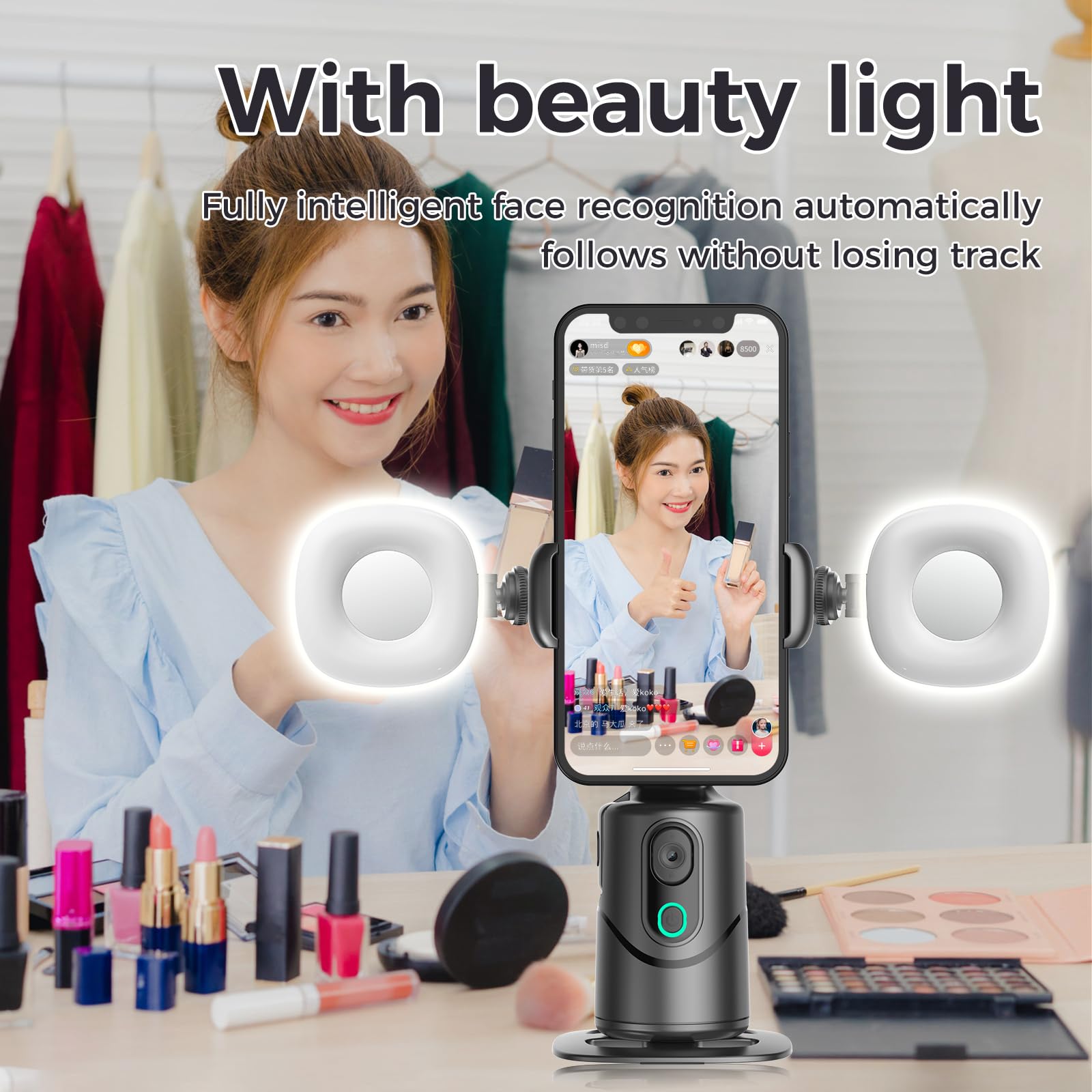 Syhsdzg Auto Face Tracking Phone Holder,No App Required,360° Rotation Phone Camera Stand With Remote And Gesture Control, Smart Shooting Tripod For Vlog/Tik Tok Live Streaming Youtube Video Recording