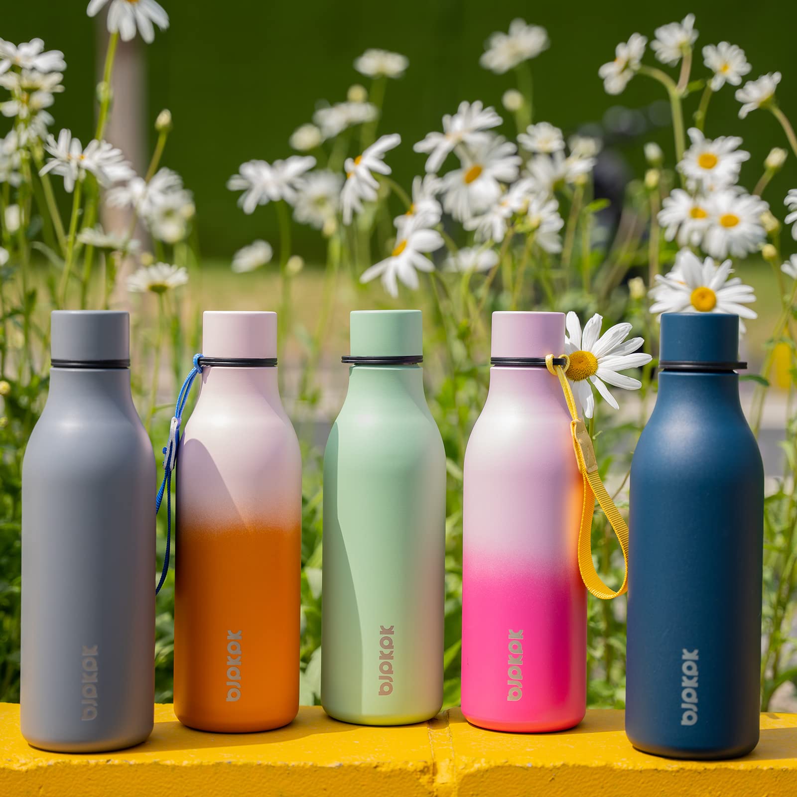 Bjpkpk Insulated Water Bottles, 18 Oz Stainless Steel Metal Water Bottle With Strap, Leak