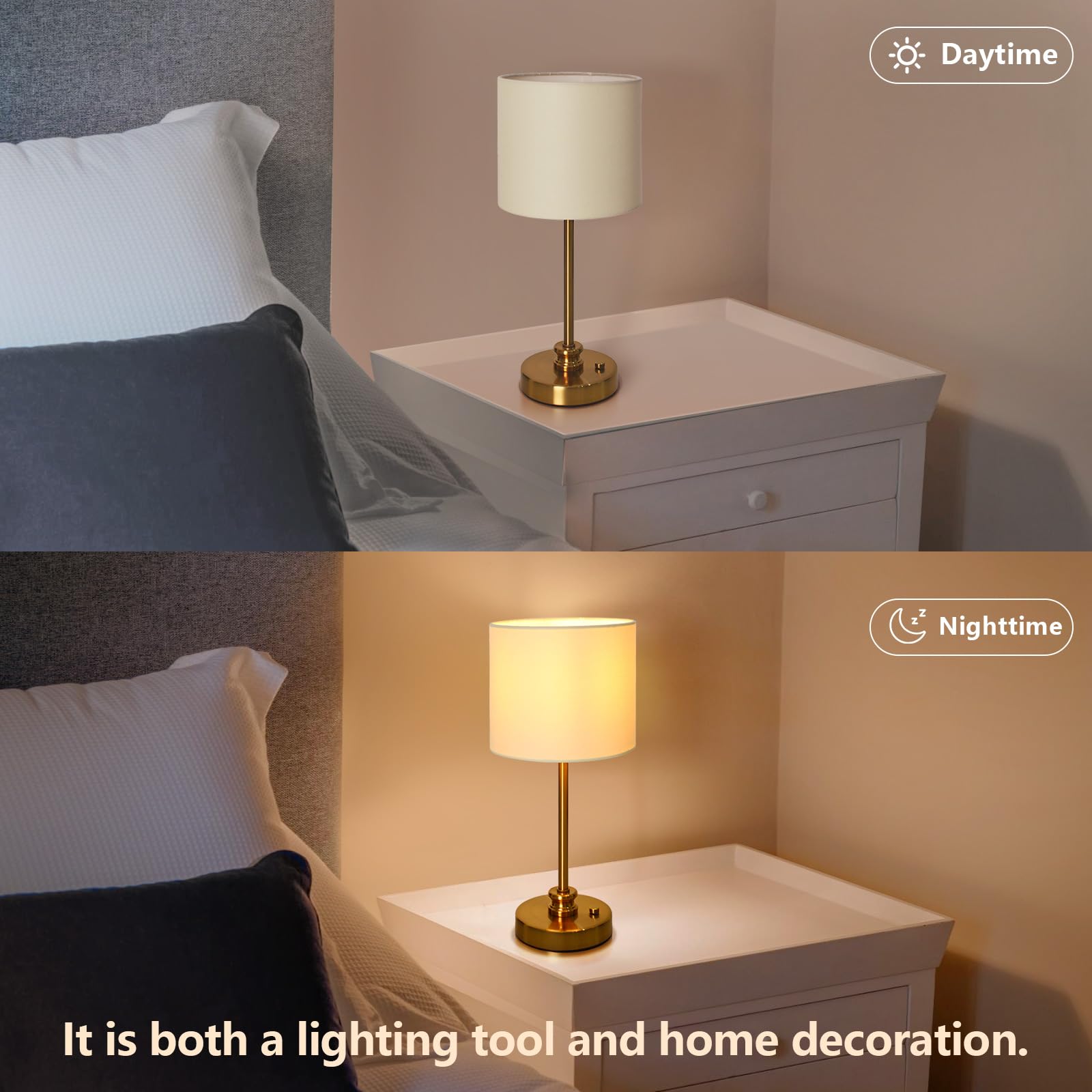 Mobeyu Portable Cordless Table Lamp, Fabric Shade Desk Lamp, 5000Mah Rechargeable Battery Powered Lighting, Dimmable Light For Dining Room, Bedroom, Bedside, Bar, Night Light, Camping, Balcony