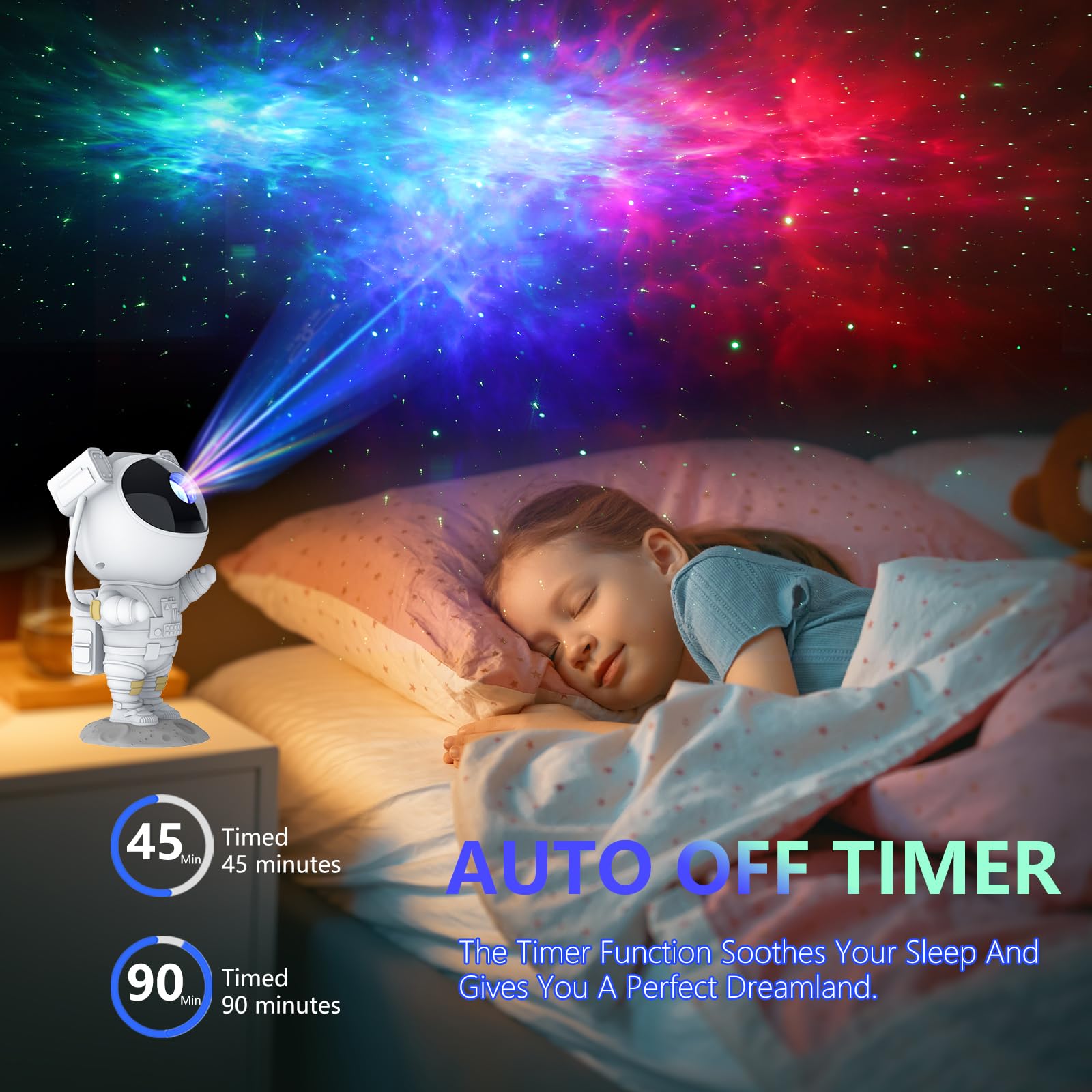Hiya-Naya Astronaut Star Projector Galaxy Light With Timer And Remote Control, 360° Adjustable Starry Night Light Projector For Baby/Kids/Adults/Bedroom/Party/Home Decor/Game Room (White)