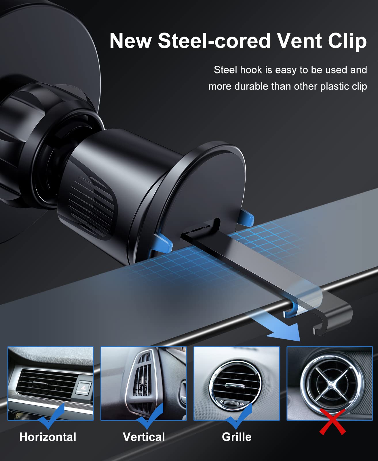 Beeasy For Magsafe Car Mount Charger, 15W Fast Charging Magnetic Wireless Car Charger, Car Phone Holder Mount For Vent Only Fit Iphone 16 Pro Plus Max 15 14 13 Series And Magnetic Case