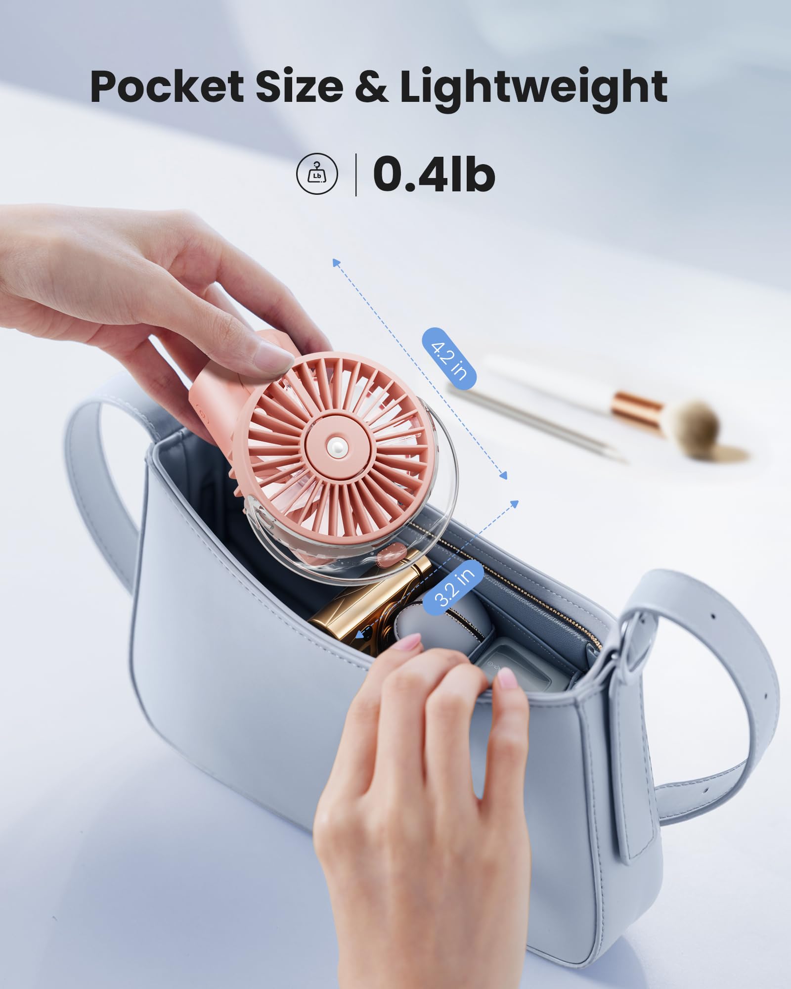 Gaiatop Portable Misting Fan, 180° Foldable Handheld, 3 Speeds Usb Rechargeable, Spray Water Mist