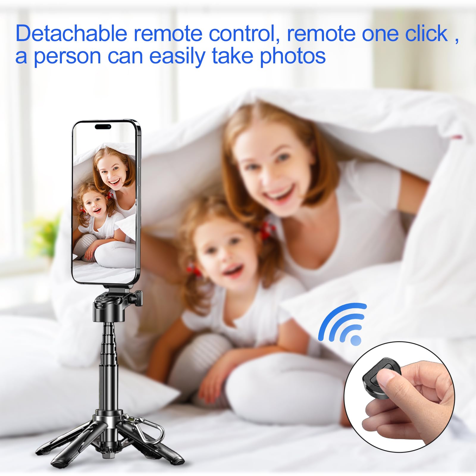 Crideng Magnetic Selfie-Stick Tripod, Travel Tripod Stand With Remote Control & Fill Light, Portable Retractable Cell Phone Tripod For Photography And Videography (Blacktripod)