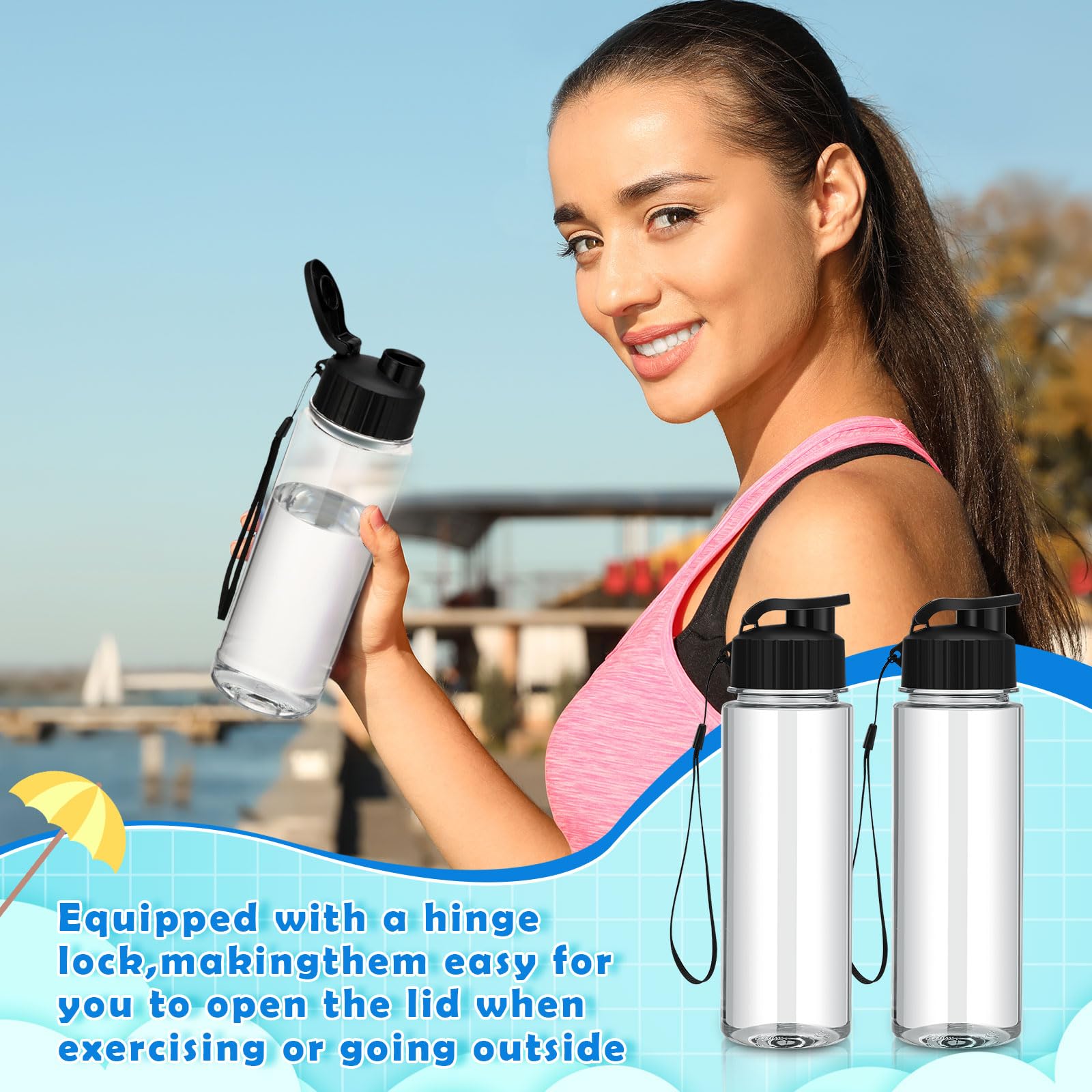 Mifoci 20 Pieces Water Bottle Bulk 17 Oz Plastic Water Bottles Bulk Gym Sports Adults Reusable