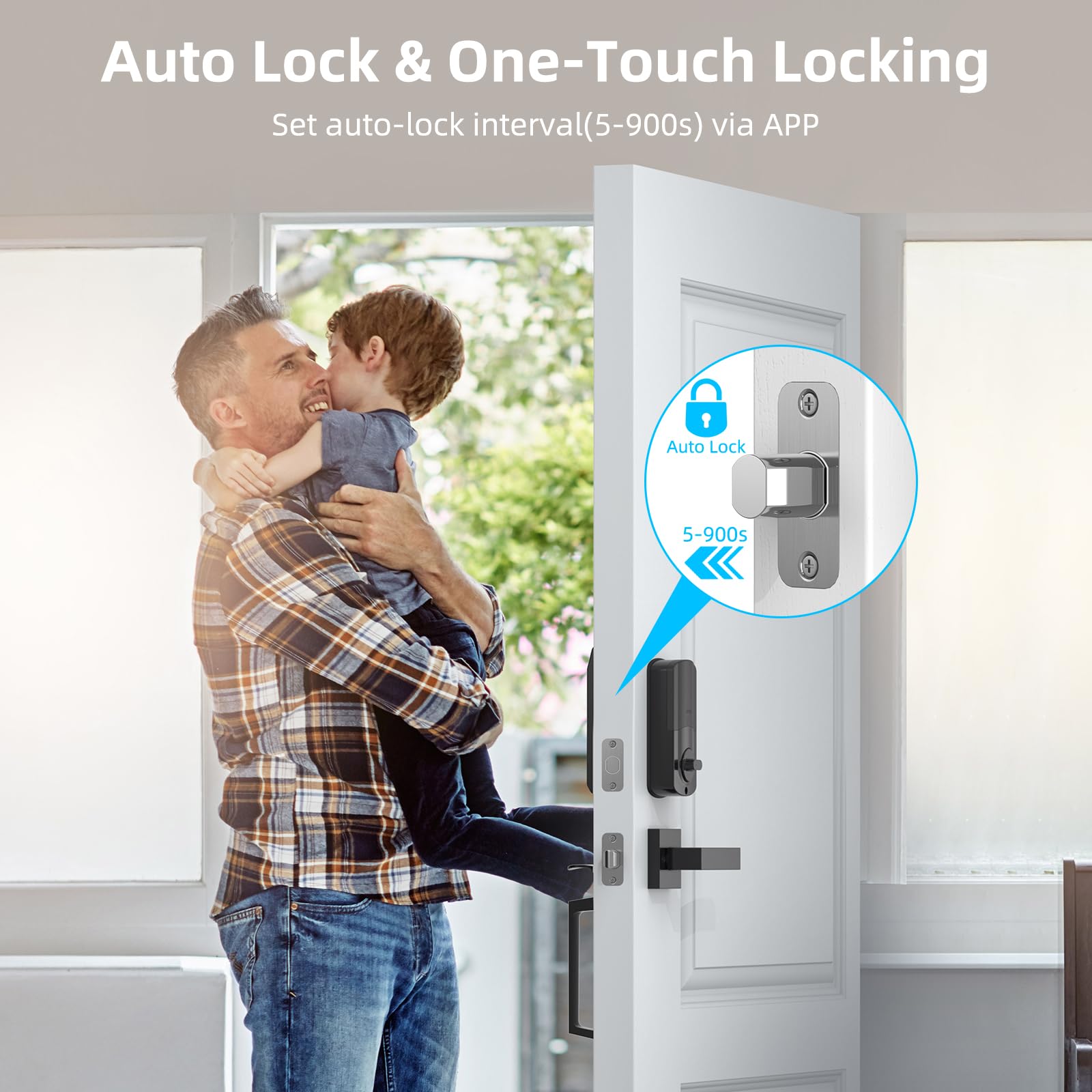 Miuedo Wifi Front Dook Locks Sets, Keyless Entry With Handlesets With Electronic Keypads, Biological Fingerprint Smart Deadbolt, Auto-Lock, Wi-Fi Acess, Gateway Included (Black)