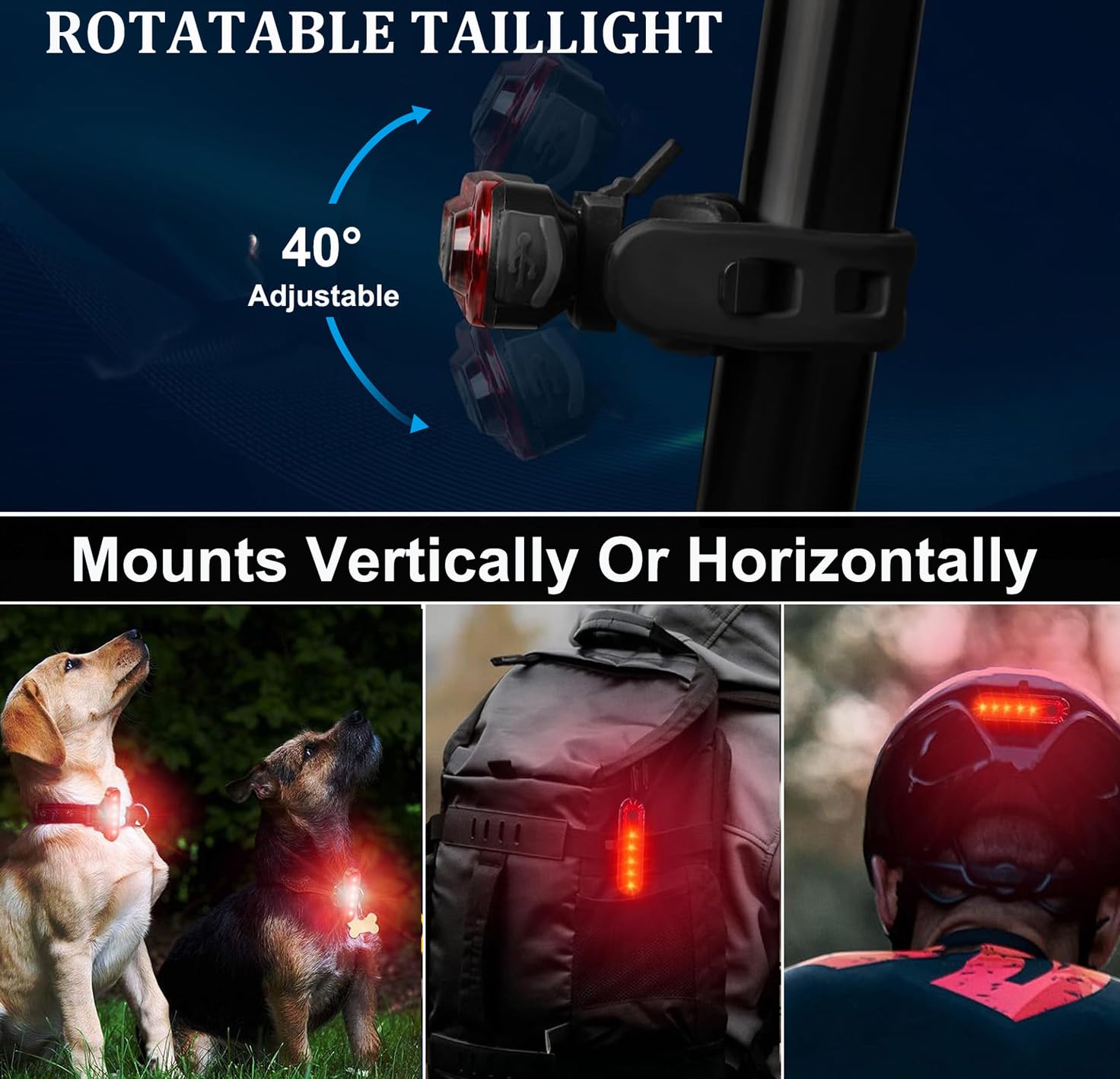 Funeedn 5 Adjustable Mode Flashlight Brightness Flash Light For Outdoor, 4 Different Modes Helmet Lights Bike Rear Light, Ipx6 Waterproof, Usb Rechargeable