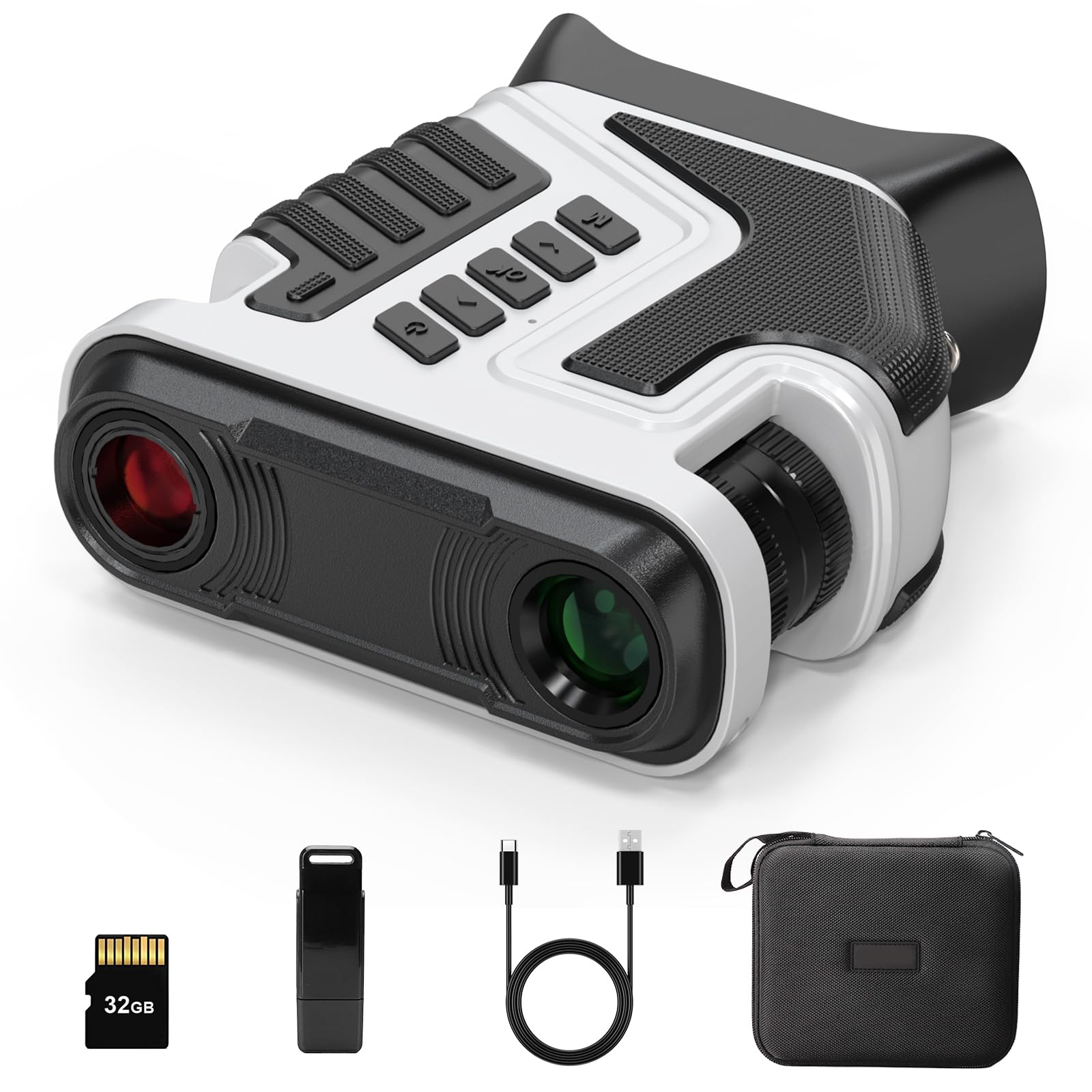 Leedeer Night Vision Binoculars Goggles Camera 4K For Adults With10X Optical Zoom, 1300Ft Range, Rechargeable, 3" Color Screen And 32Gb Tf Card (White And Black)