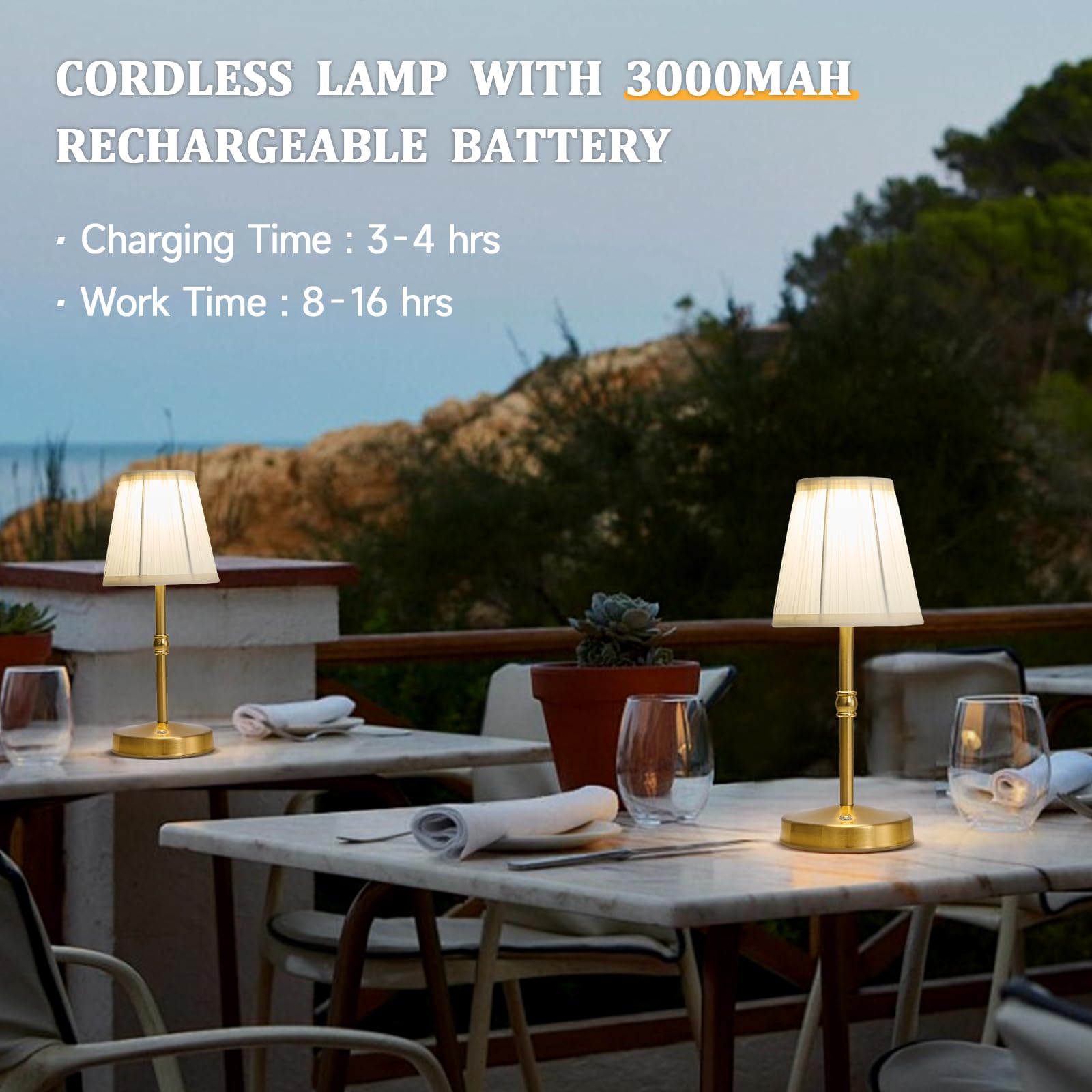 Maglaw Small Cordless Rechargeable Table Lamp,3000Mah Battery Table Lamp,5W Led Cordless Table Lamps,Dimmable Chargable Lamp,Ambient Small Touch Lamp For Restaurant,Table,Bar(D 4.13 In X H 11.4 In)