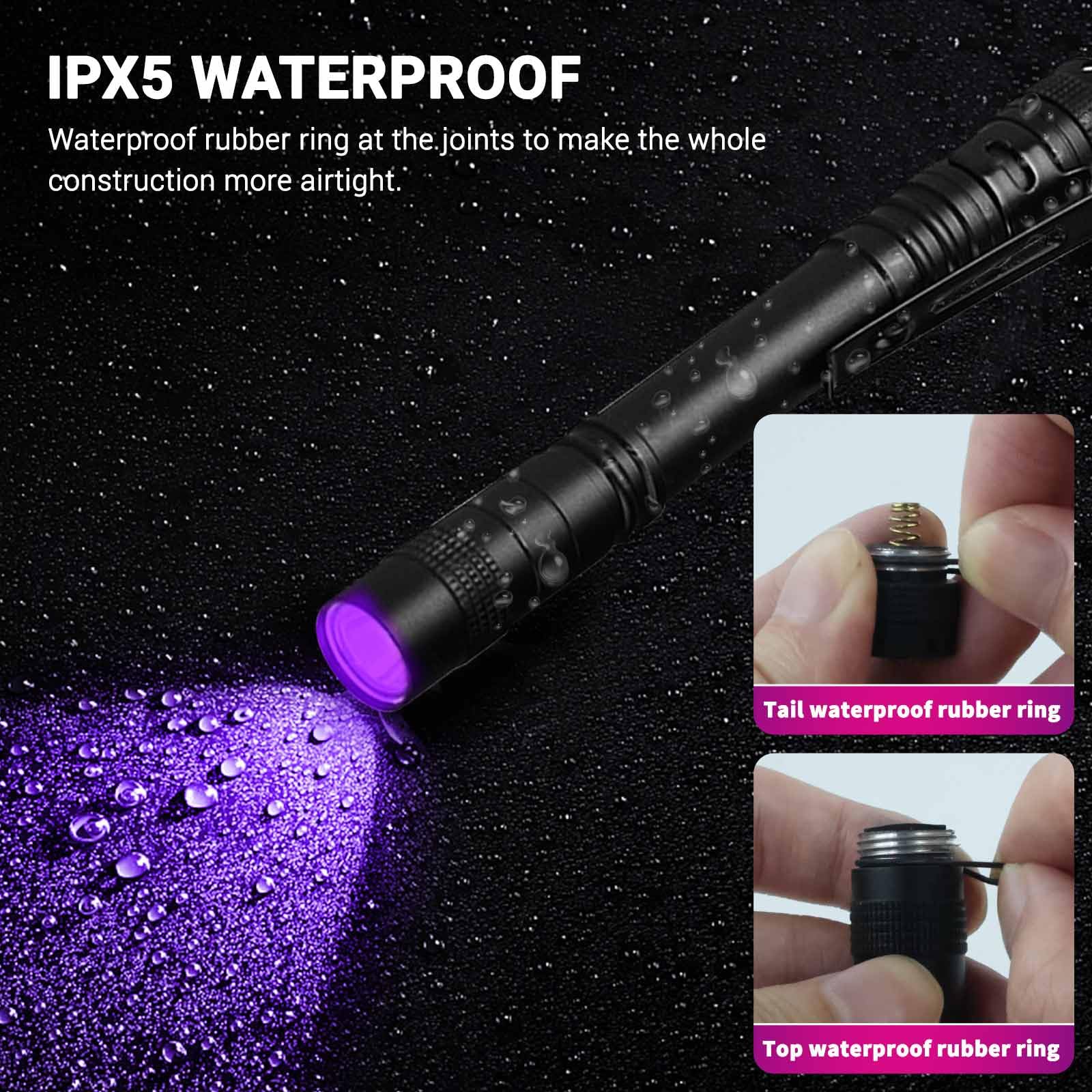 Moipejo Uv Black Light Flashlight Mini, 395Nm Pen Light With Clip, Ultraviolet Blacklight For Pet Urine Detection, Waterproof Detector Light For Dry Stains, Bed Bug, Scorpion, Hotel Inspection