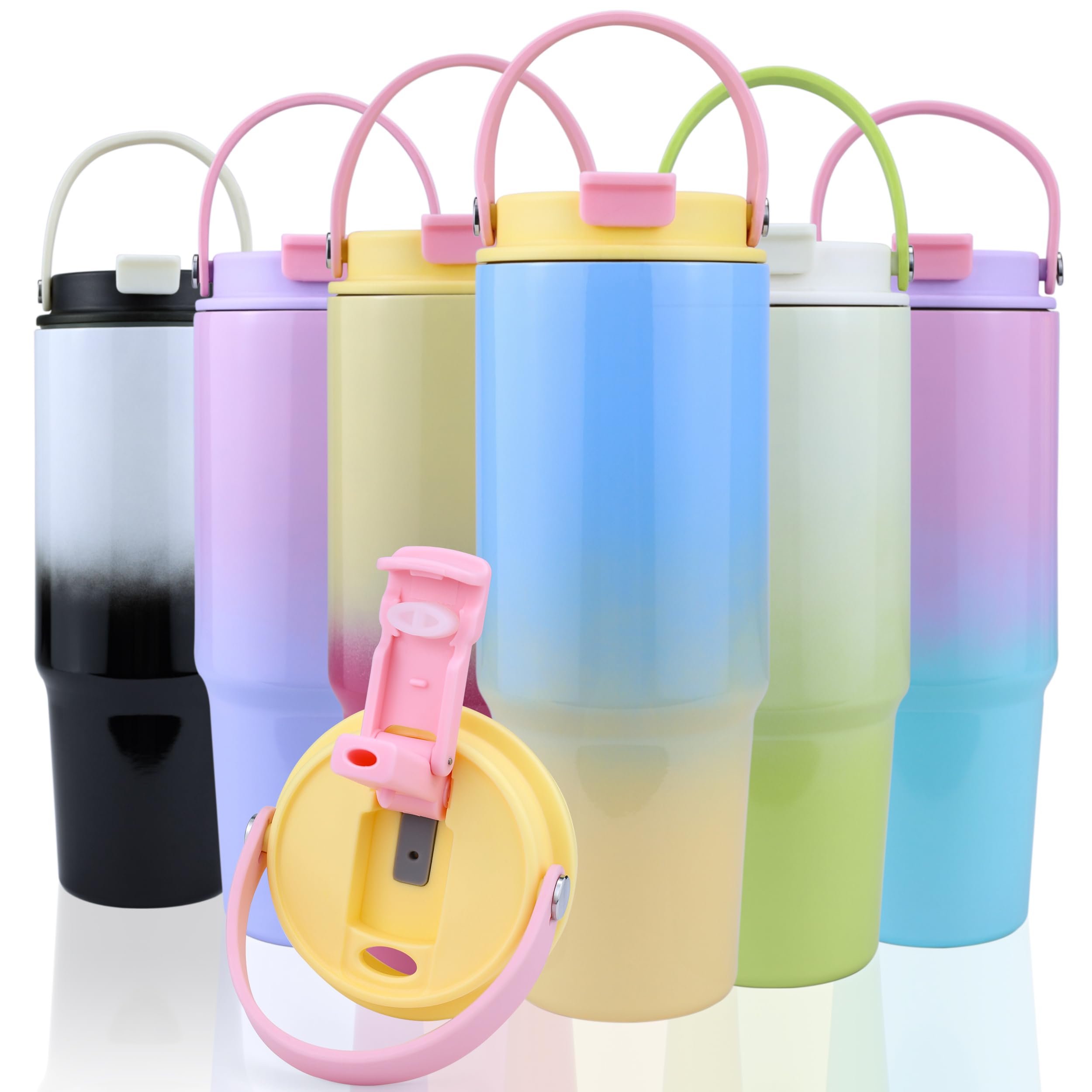 30 Oz Tumbler With Lid And Straw Water Bottle With Handle Leak Proof Travel Mugs Insulated Cup For