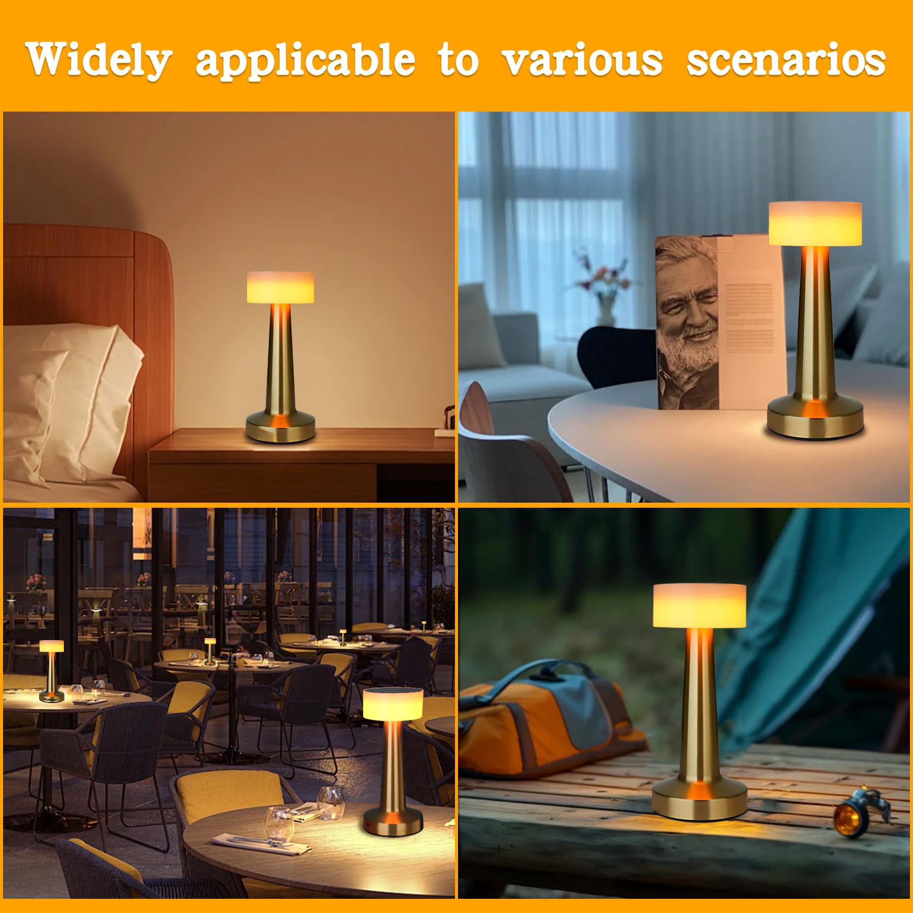 Rtuosxui Led Lamps For Nightstand With Touch Sensor,3 Modes, Stepless Dimming,Portable Rechargeable Cordless Desk Lamp,Suitable For Kids Nursery,Restaurants, Terraces, Hotels,Bedroom Lamps