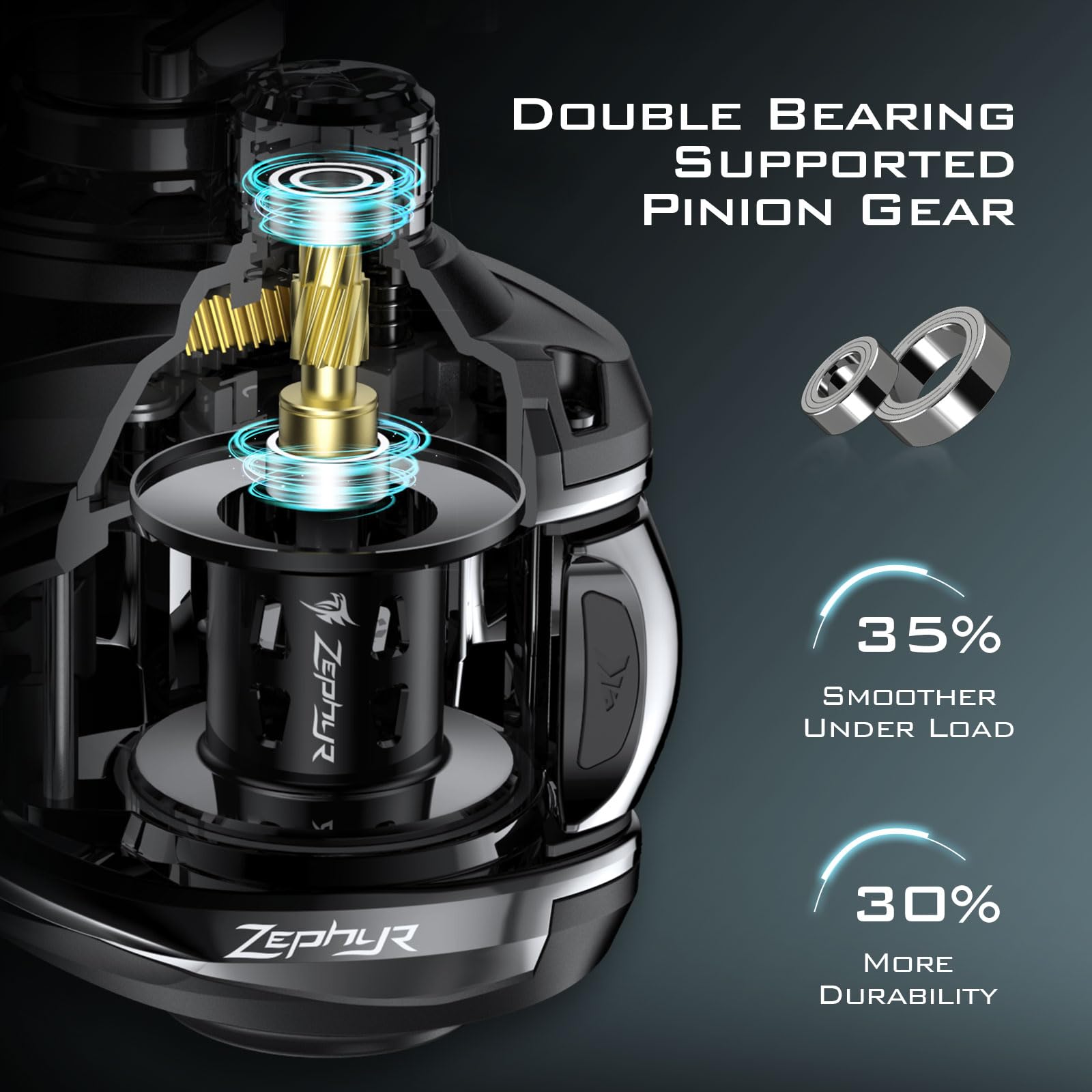 Kastking Zephyr Baitcasting Fishing Reel, Halo Xii Magnetic Braking System Baitcaster Reel, 7+1 Double Shielded Stainless Steel Bb, 7.2:1 High-Speed Gear Ratio, 18Lb Triple Disc Carbon Fiber Drag