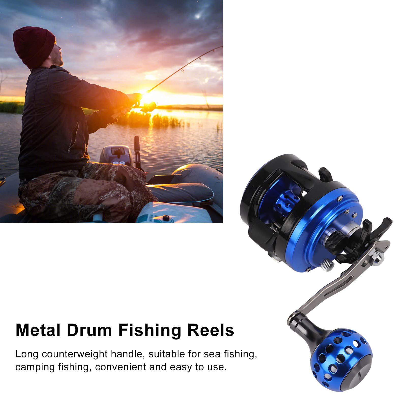 Alomejor Metal Drum Fishing Reel 7+1Bb 4.7:1 High Speed 6Kg Maximum Magnetic Force Brake Fishing Reel