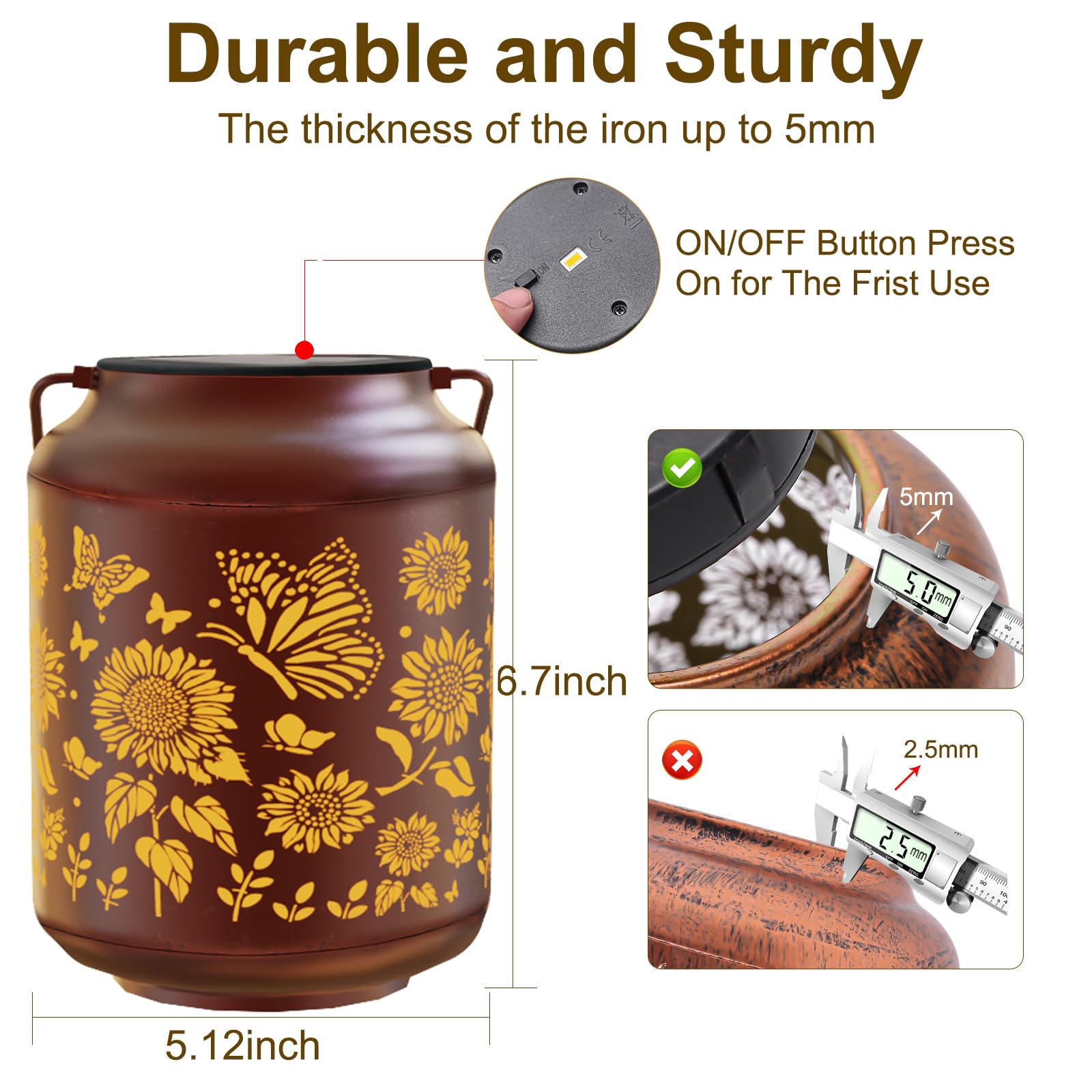Kaioled Mothers Day  For Mom Birthday  For Women Grandma Solar Lanterns Outdoor Waterproof Butterfly Garden Decor Hanging Metal Lights Outside For Yard,Patio,Backyard,Porch