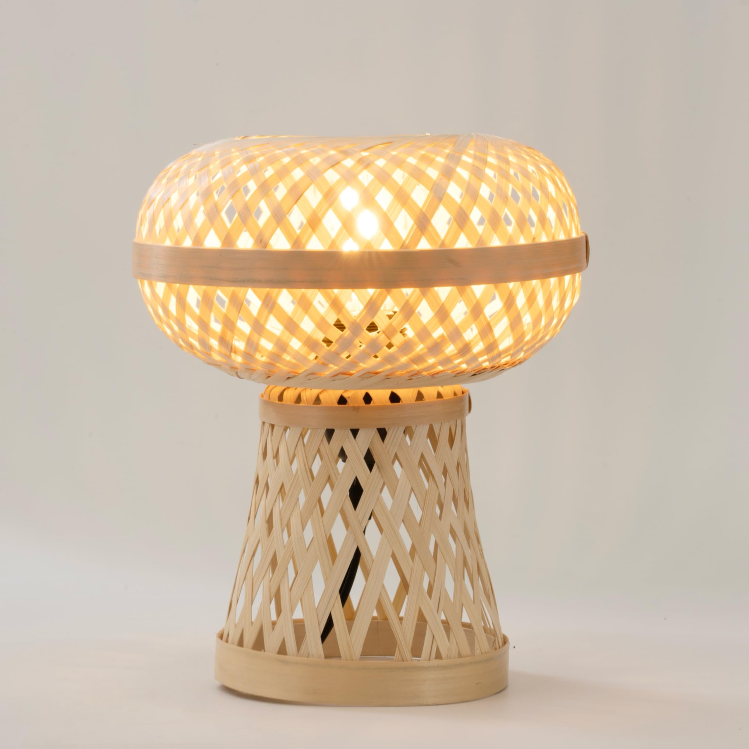 Journee Home Mushroom Rattan Dimmable Table Lamp - 8.6"X8.6" Handwoven Wicker Desk Lamp, Bulb Included, Beautiful Mushroom Shape, Durable, Easy Setup, Lighting For Bedroom, Desk, Home Office Decor
