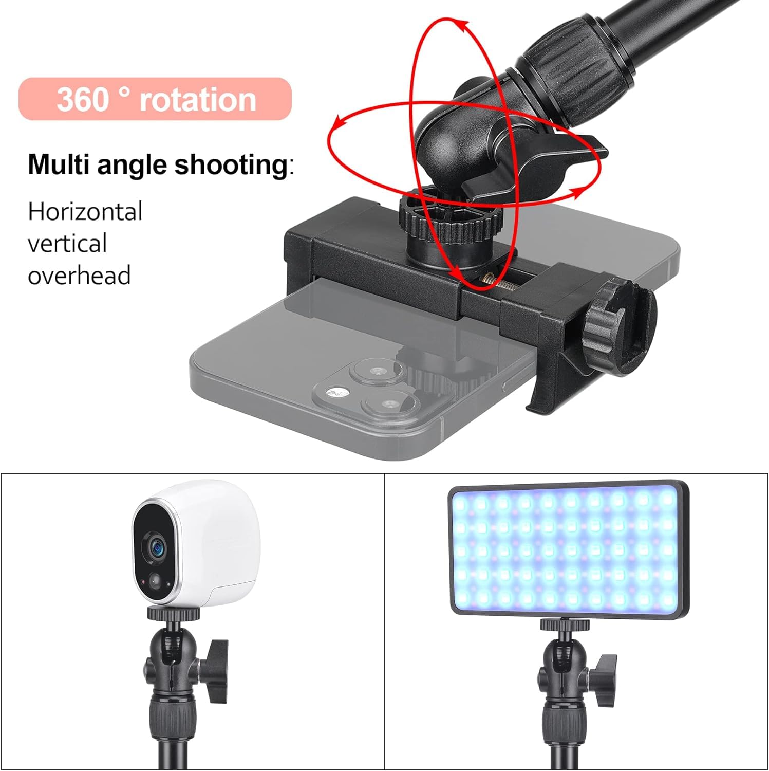 Fantaseal Overhead Tripod Phone Webcam Stand