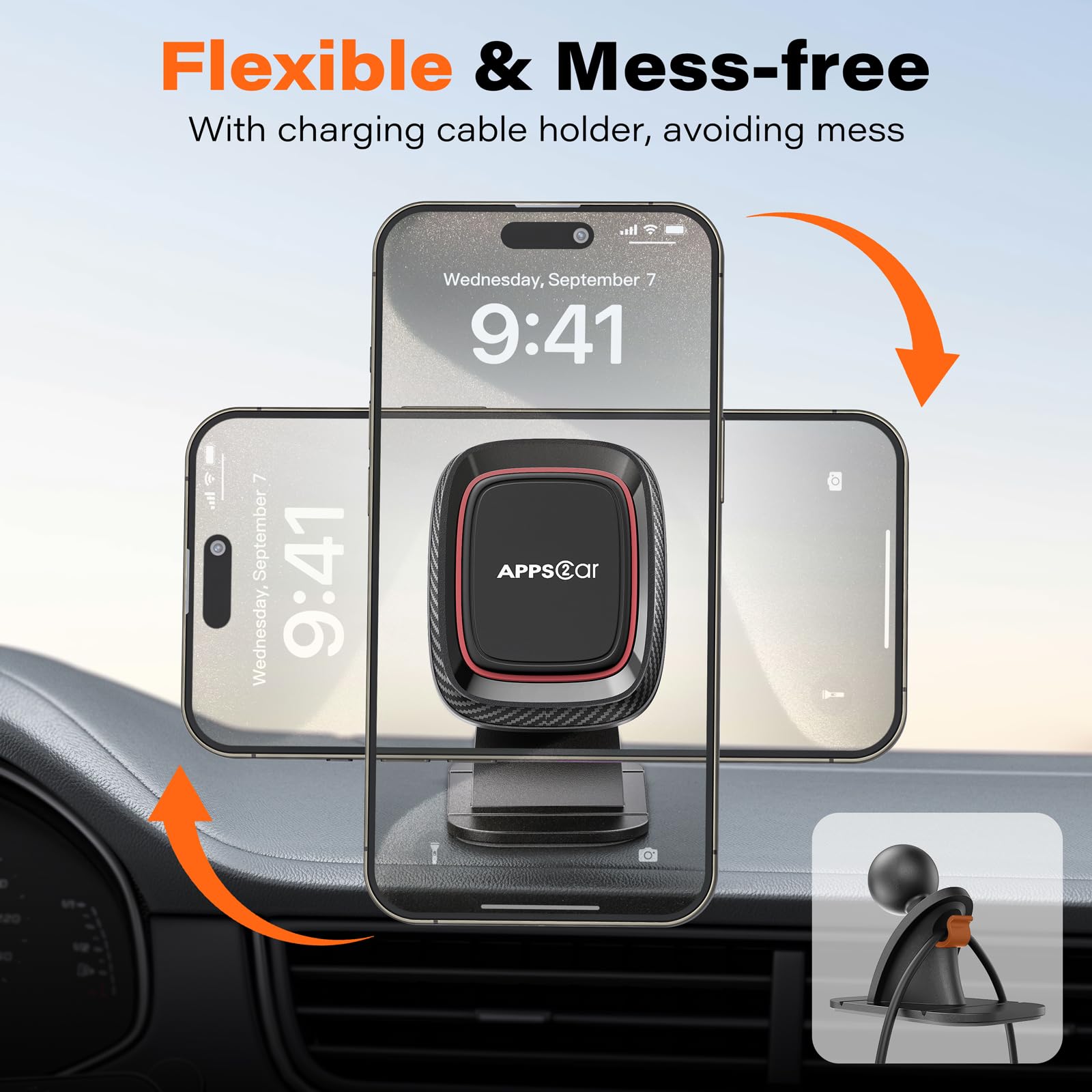 Apps2Car [2 Pack] Magnetic Phone Holder For Car, [Super Strong Magnet] Phone Mount For Car, Dashboard Magnetic Car Phone Holder Mount With Strong Vhb Adhesive Mounting, Compatible With Iphone, Samsung