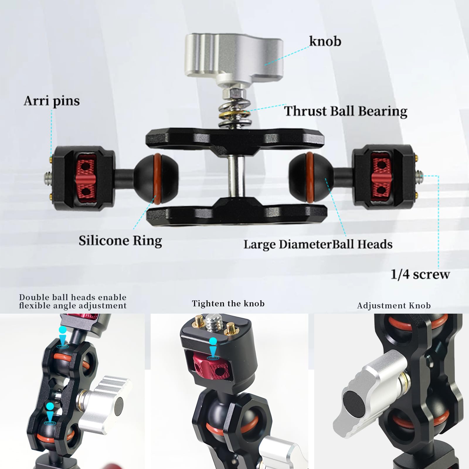 Fifield 6In Camera Suction Cup Phone Mount With Ball Head Magic Arm, Quick Release Car Mount For Action Camera Phone Dji Insta360, Air Pump Vacuum Suction Cup, 1/4" 3/8" Arri Holes