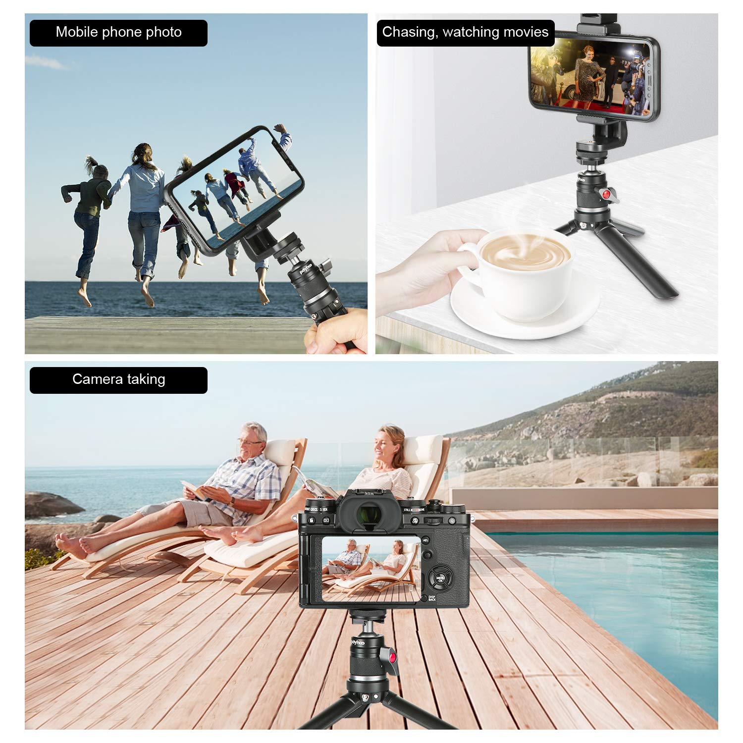 Poyinco Mini Ball Head With 1/4" Hotshoe Mount Adapter 360 Degree Rotatable Aluminum Tripod Head For Dslr Cameras Htc Vive Tripods Monopods Camcorder Light Stand