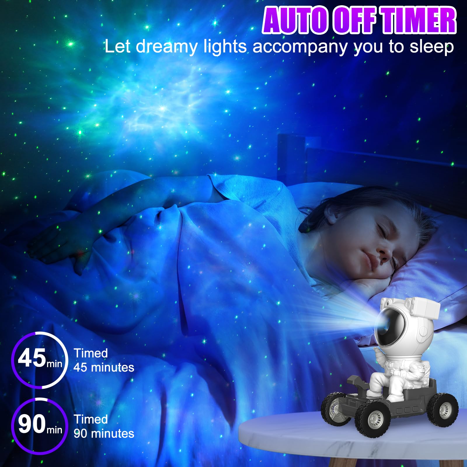 Ecohdt Astronaut Star Galaxy Projector Light 2.0 With Timer, 8 Hd Nebula Effects,360° Adjustable Space Buddy Planetarium Projector Night Light For Bedroom