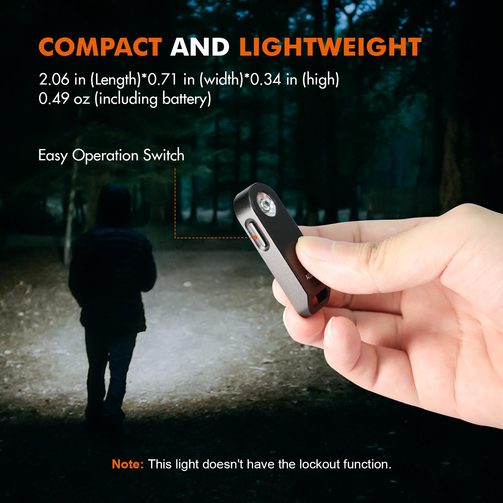 Brinyte A02 Mini Edc Keychain Flashlight Rechargeable Usb-C Led Key Chain Light 125 Lumens Bright Tiny Flat Pocket Keyring Light For Camping Hiking Dog Walking Emergency Home Power Outage