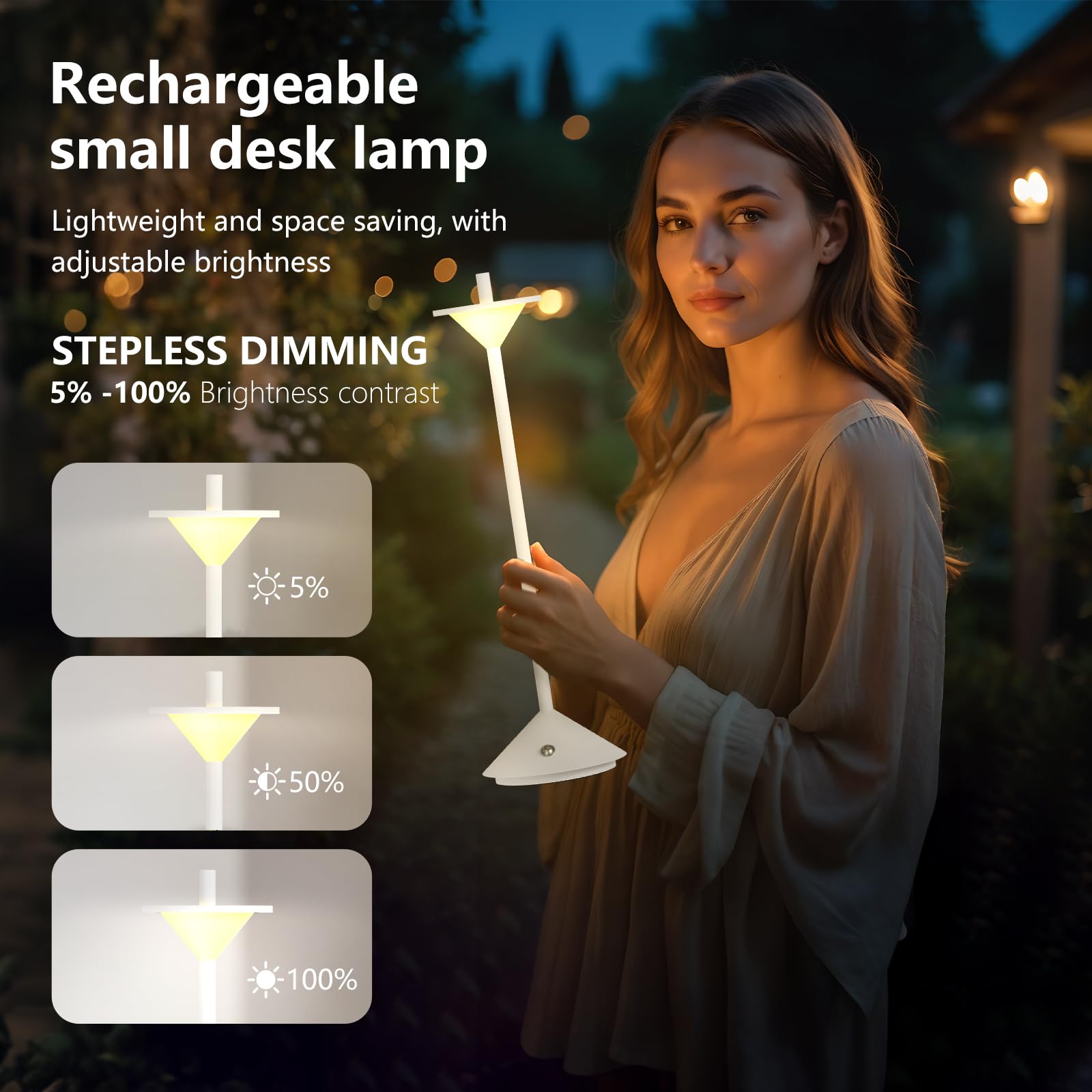 Biwuglimm Rechargeable Table Lamp - Small Battery Operated Bedside Lamp,Nightstand Lamps Night Light Dimmable Led For Bedroom Living Room Patio,Dining Room End Entryway Decor White
