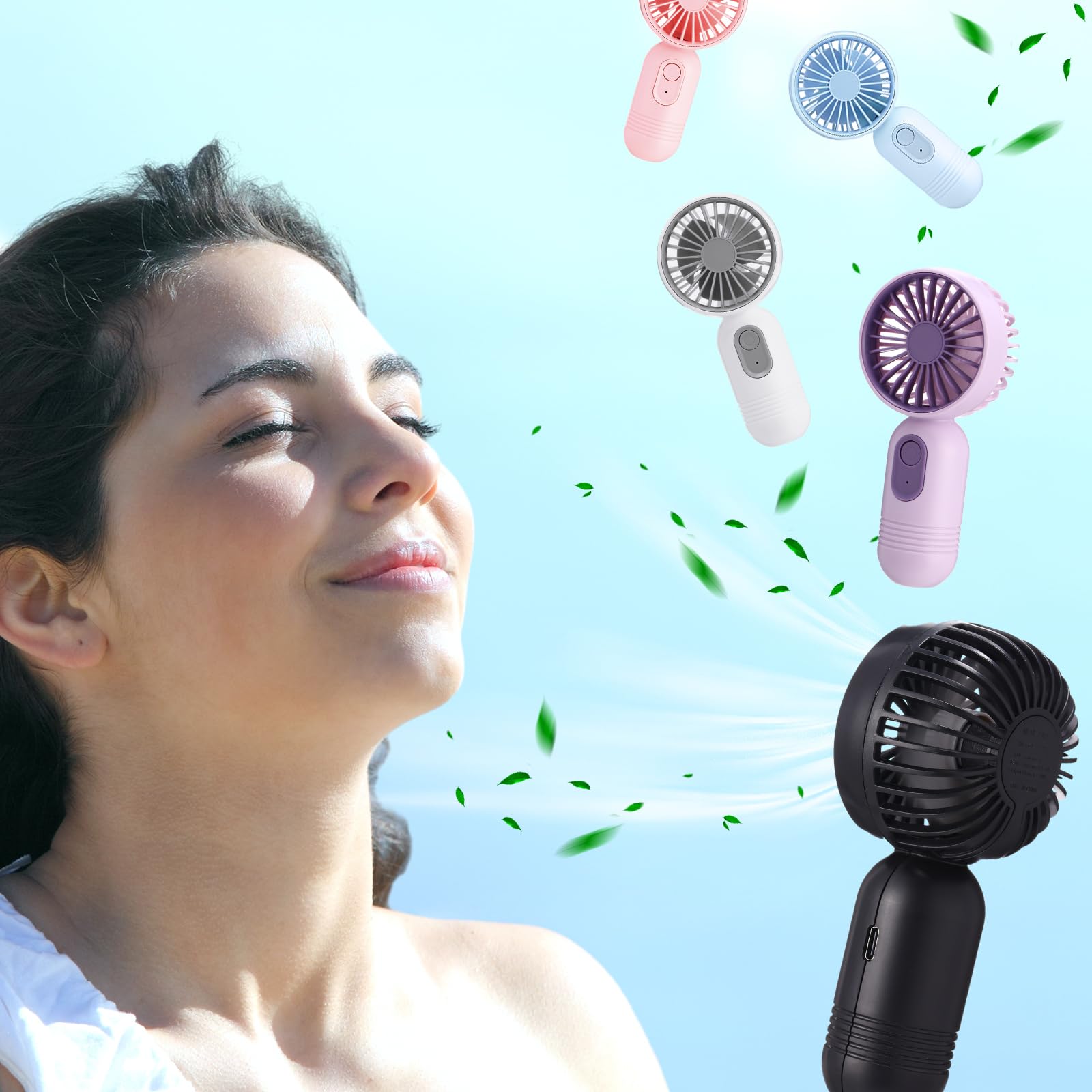 Mini Portable Fan Bulk Cute Handheld Lightweight Small Little Personal Hand Eyelash Fan 3 Speeds Usb