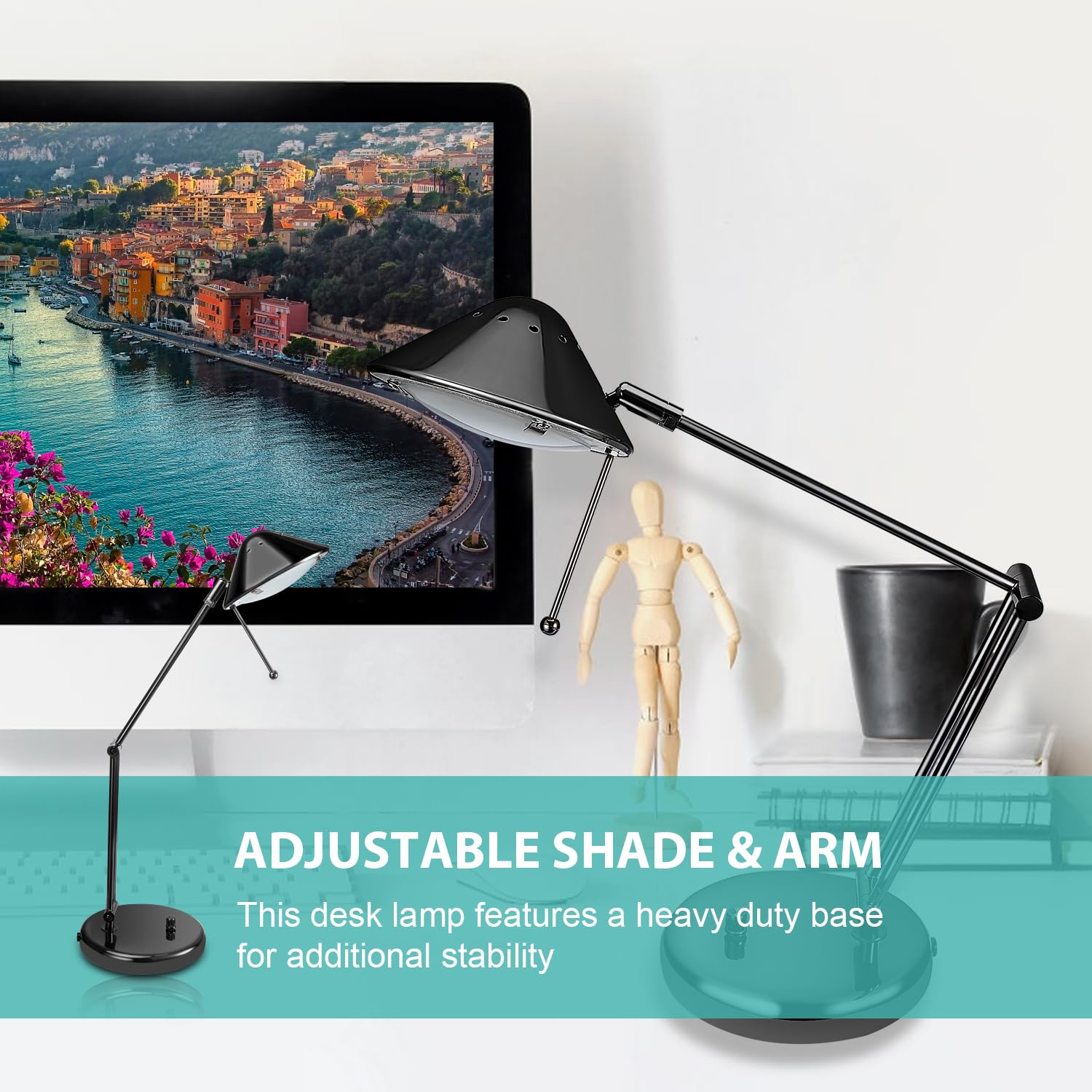 V-Light 15 Inch Black Chrome Led 3-Point Adjustable Arm Desk Lamp