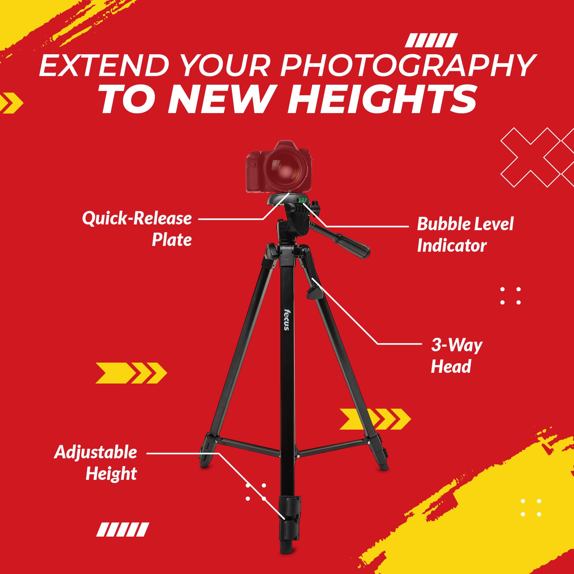 Dolica Focus Camera Travel Dslr Camera Tripod Stand With 64Gb Sd Card, And Card Reader (3 Items)