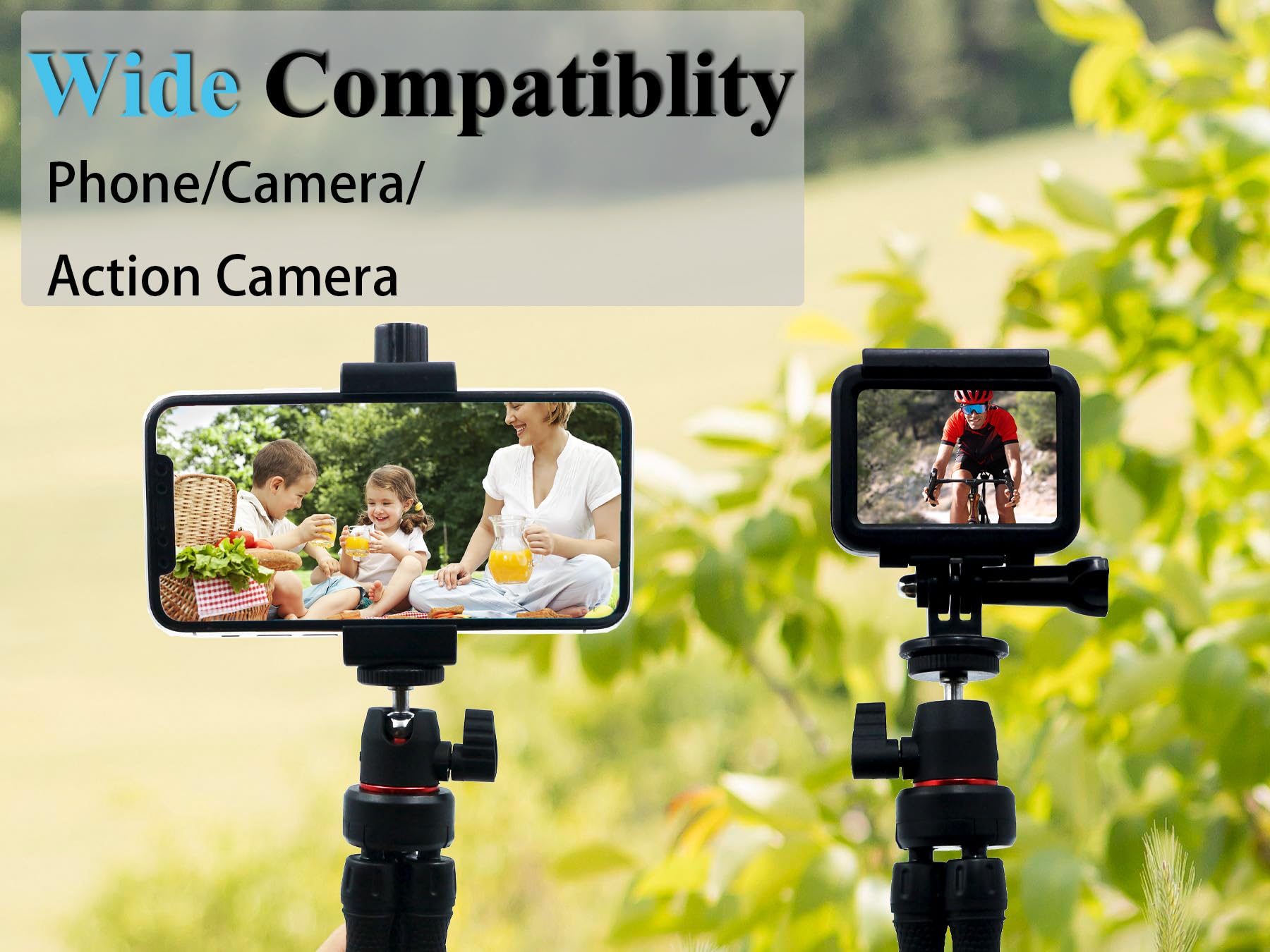Licrugu Flexible Camera Tripod Compatible With Gopro Hero 13 12 11 10 9, Bendable Phone Tripod Mini Tripod For Iphone, Video Recording Vlogging, Phone Holder Mount Stand 360° Rotation Camera Tripod