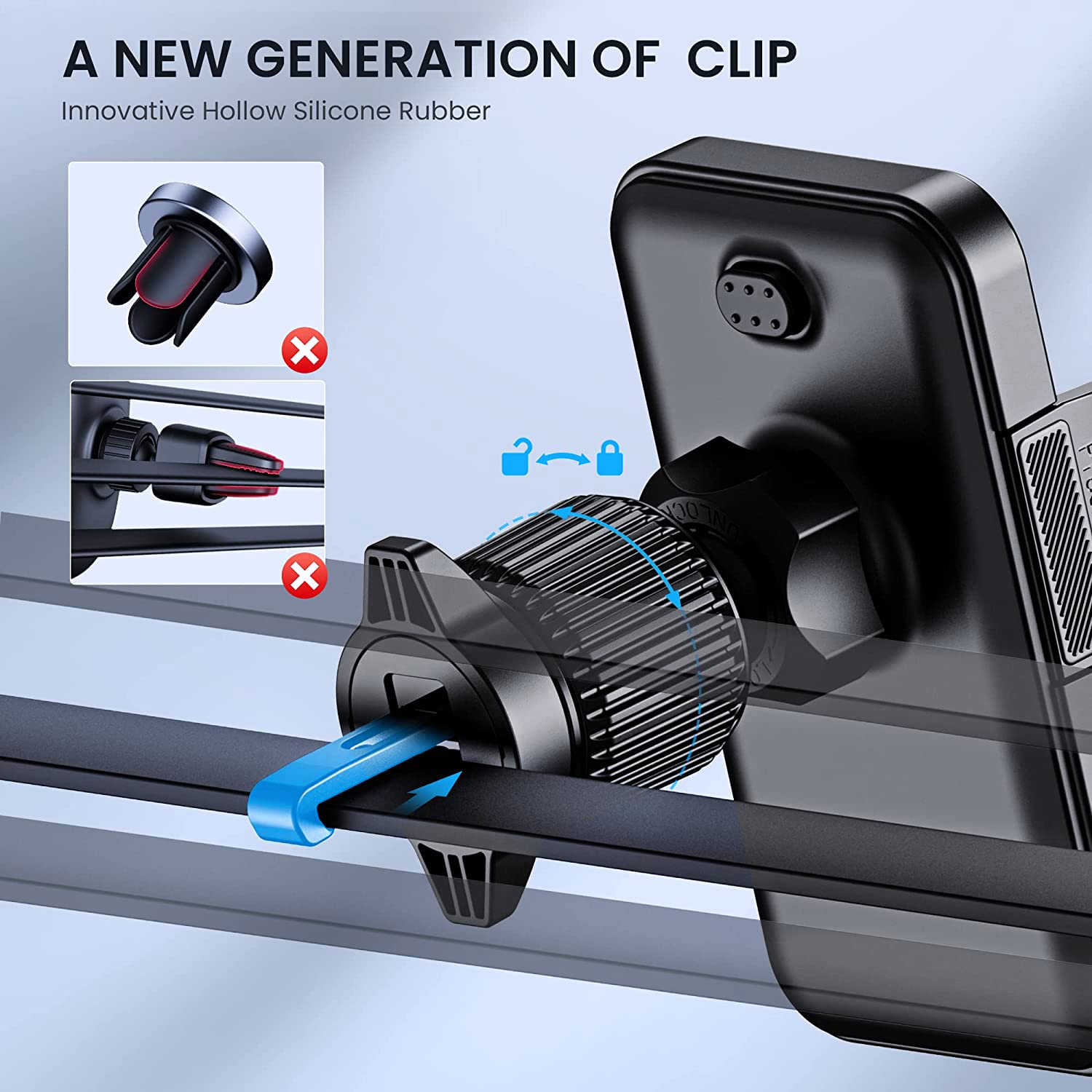 Cindro Car Vent Phone Mount For Car [Military-Grade Hook Clip] Phone Stand For Car [Thick Cases Friendly] Air Vent Clip Cell Phone Holder For Smartphone, Iphone, Automobile Cradles Universal