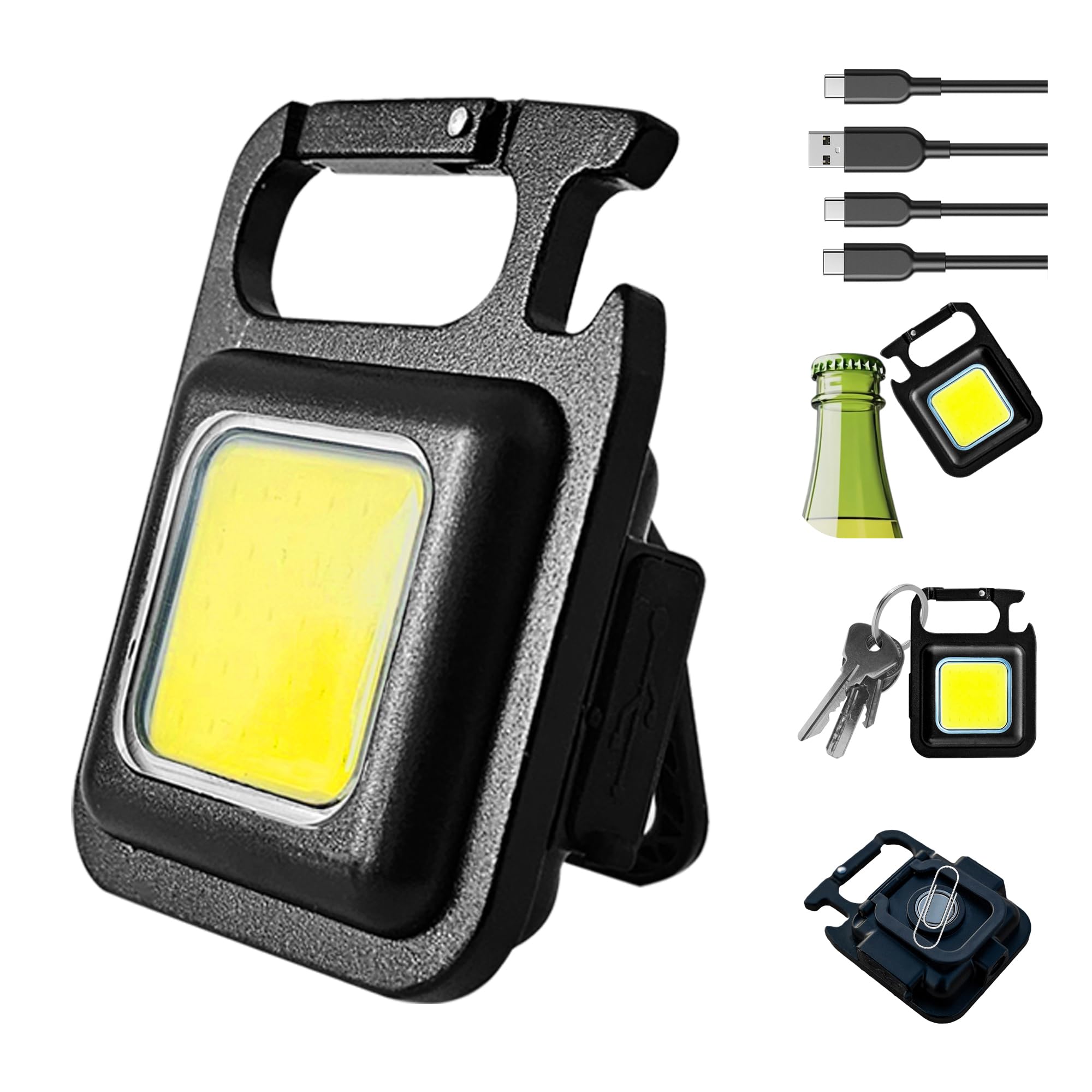 Netadobe Cob Keychain Work Light - Keychains Purse High Lumen, Bottle Opener Edc, Essential Keychain Accessories & Camping Gadgets, Purse & Handbag Light (Pack Of 1)