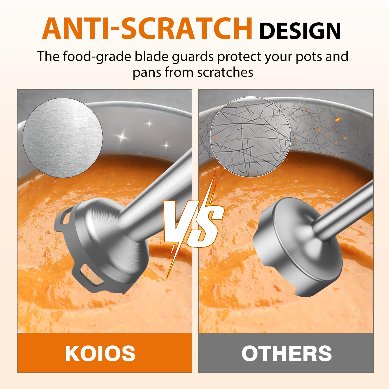 Koios Immersion Blender, 1000W Anti-Scratch 3-In-1 Hand Blender, 12 Speed Stainless Steel Blade Stick Blenders With Turbo Mode, Whisk And Milk Frother, Non-Bpa