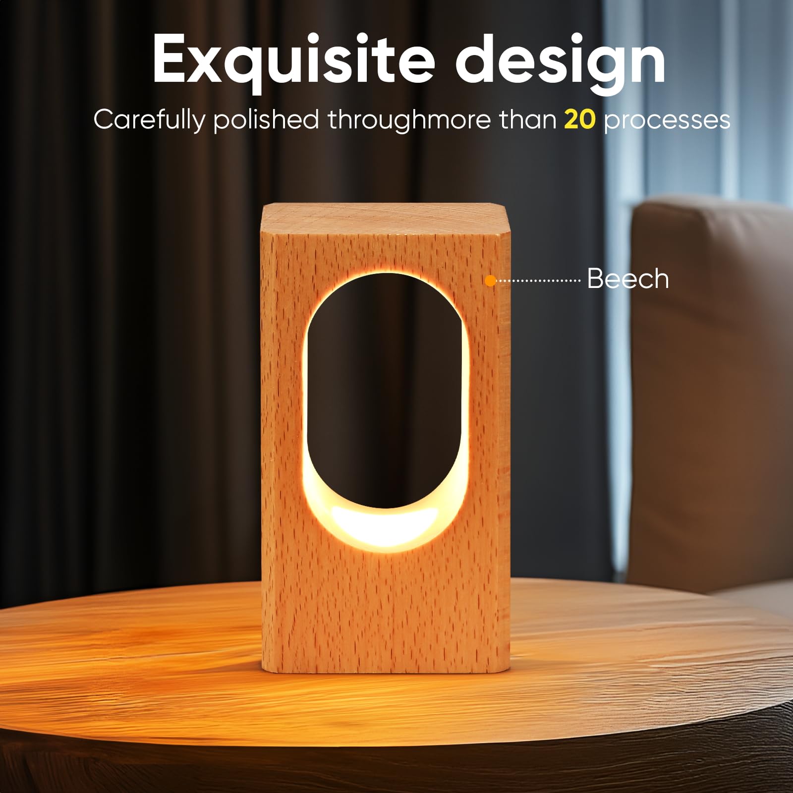 Lonrisway Led Wood Desk Lamp, Bedroom Bedside Night Light, Dimmable Led Lighting, Creative Home Decor Table Lamp, Unique House Warmging