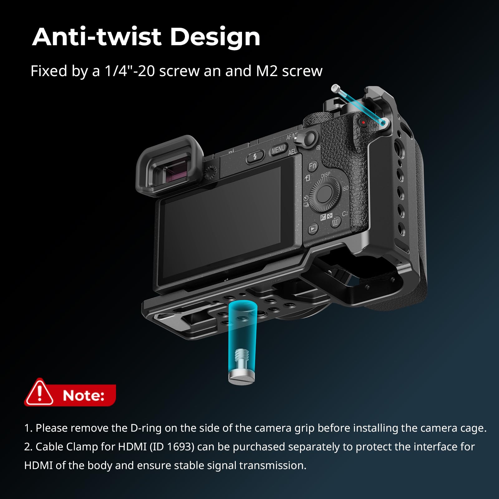 Smallrig Cage With Silicone Handgrip & Cold Shoe For Sony A6100, A6300, A6400-3164