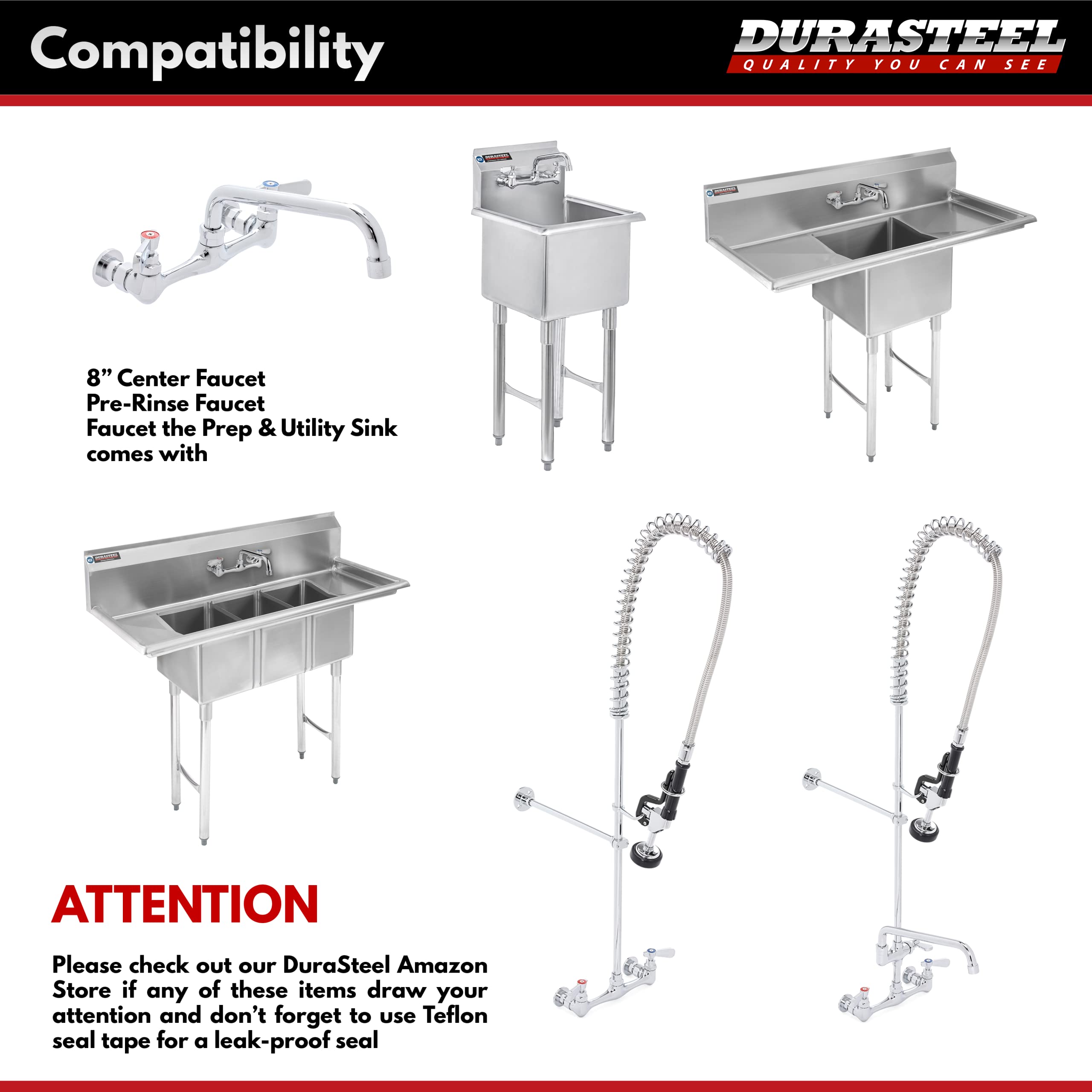 Durasteel Wall Mount Faucet Installation Kit - Commercial Kitchen Faucet Mounting Adapter Set For 1/2-Inch Ips Female Inlet - Space Saving Backsplash Kit