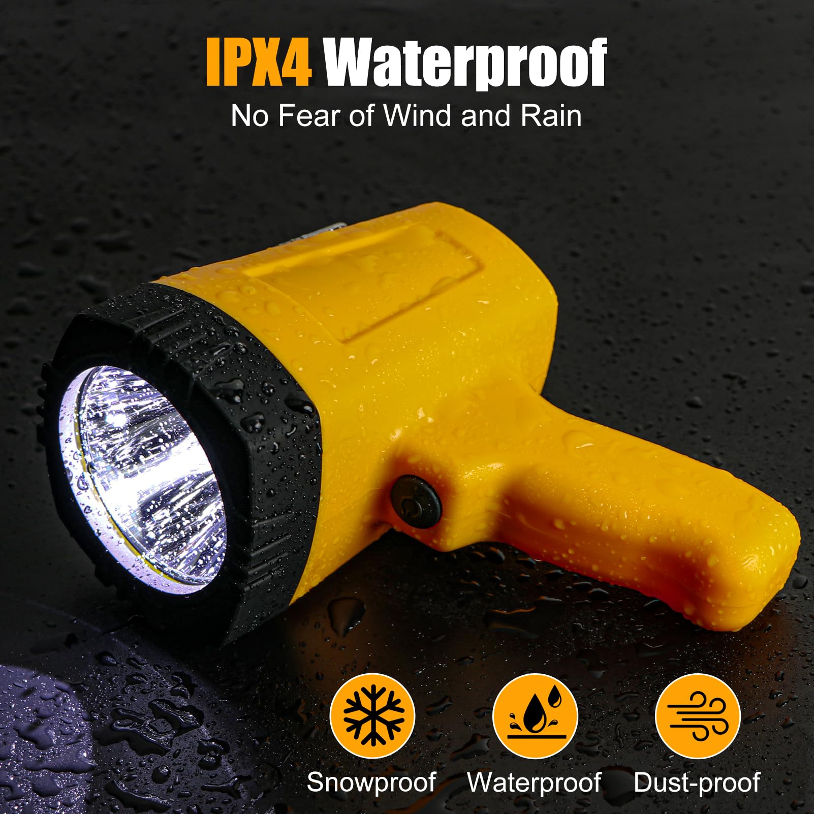 Vanvale Super Bright Rechargeable Spotlight,Handheld Rechargeable White Led Flashlight,Ultra-Long Standby Lightweight Utility Searchlight Abs Light