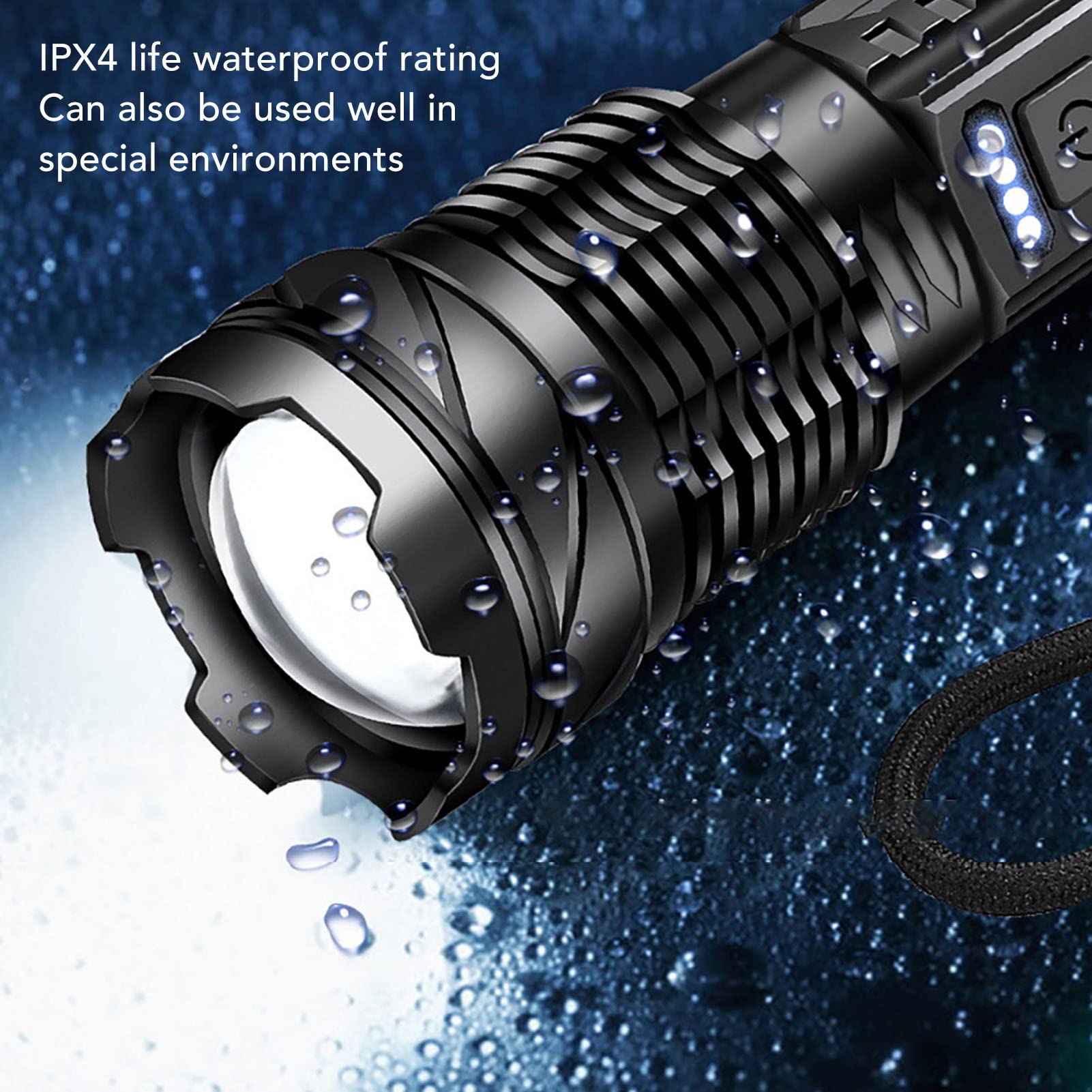 Topyond Led Flashlight With Cob Work Light,Usb Rechargeable,Ipx4 Waterproof,5 Modes,Readable Capacity For Camping,Emergency