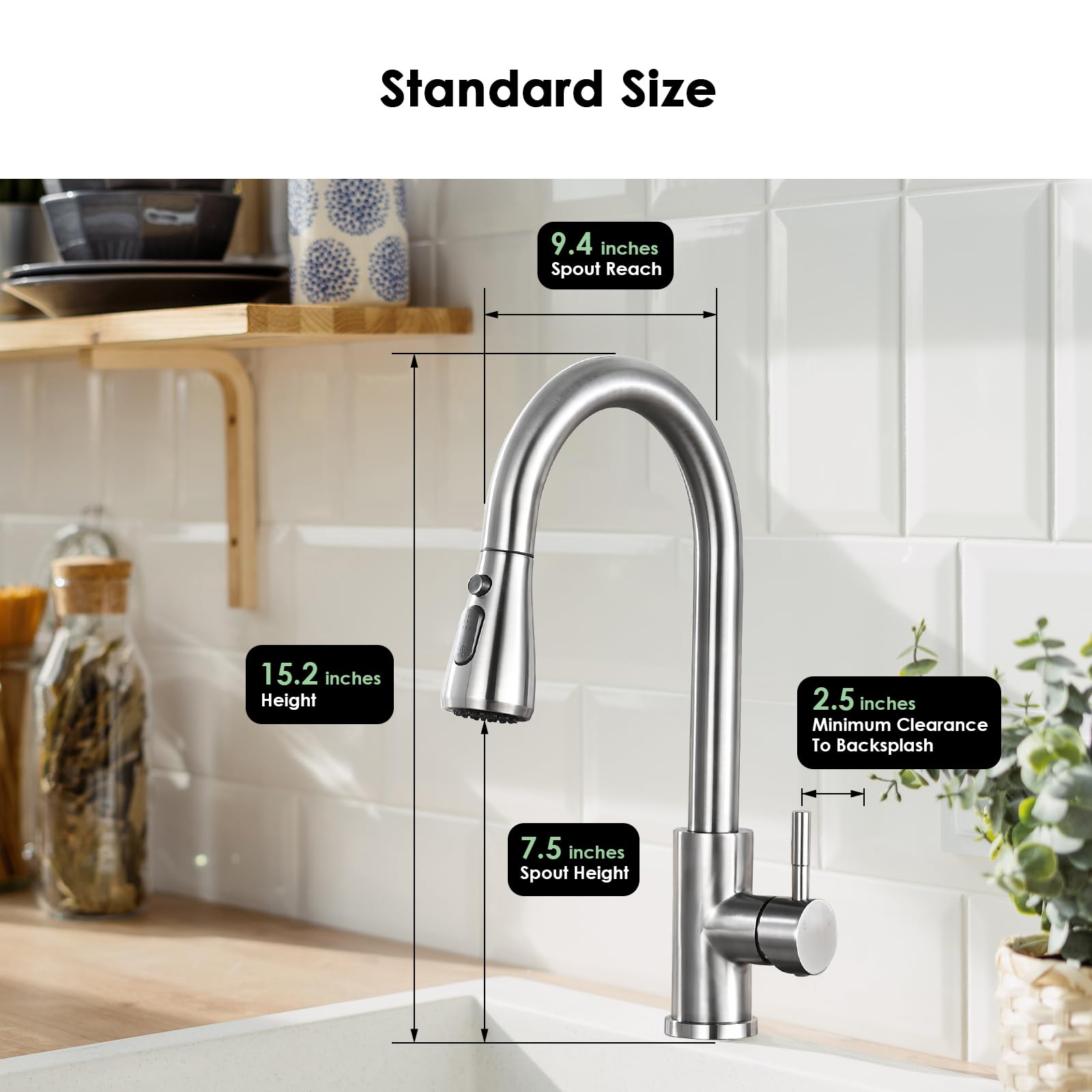 Jlerli Kitchen Faucet With Pull Down Sprayer, High Arc Brushed Nickel Single Handle Kitchen Sink Faucet, Stainless Steel, 3 Mode(Stream/Spray/Pause), 360° Swivel, Grifos Para Fregaderos De Cocina
