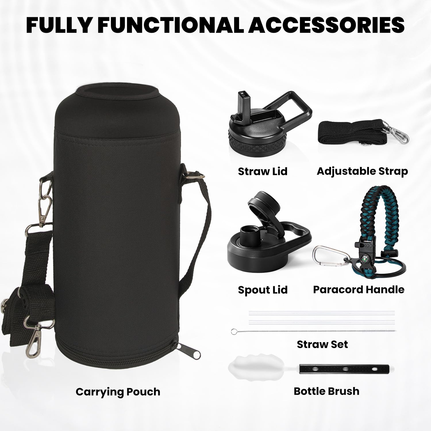 Insulated Water Bottle, Triple Wall Vacuum Stainless Steel (Cold For 48 Hrs), Leak Proof