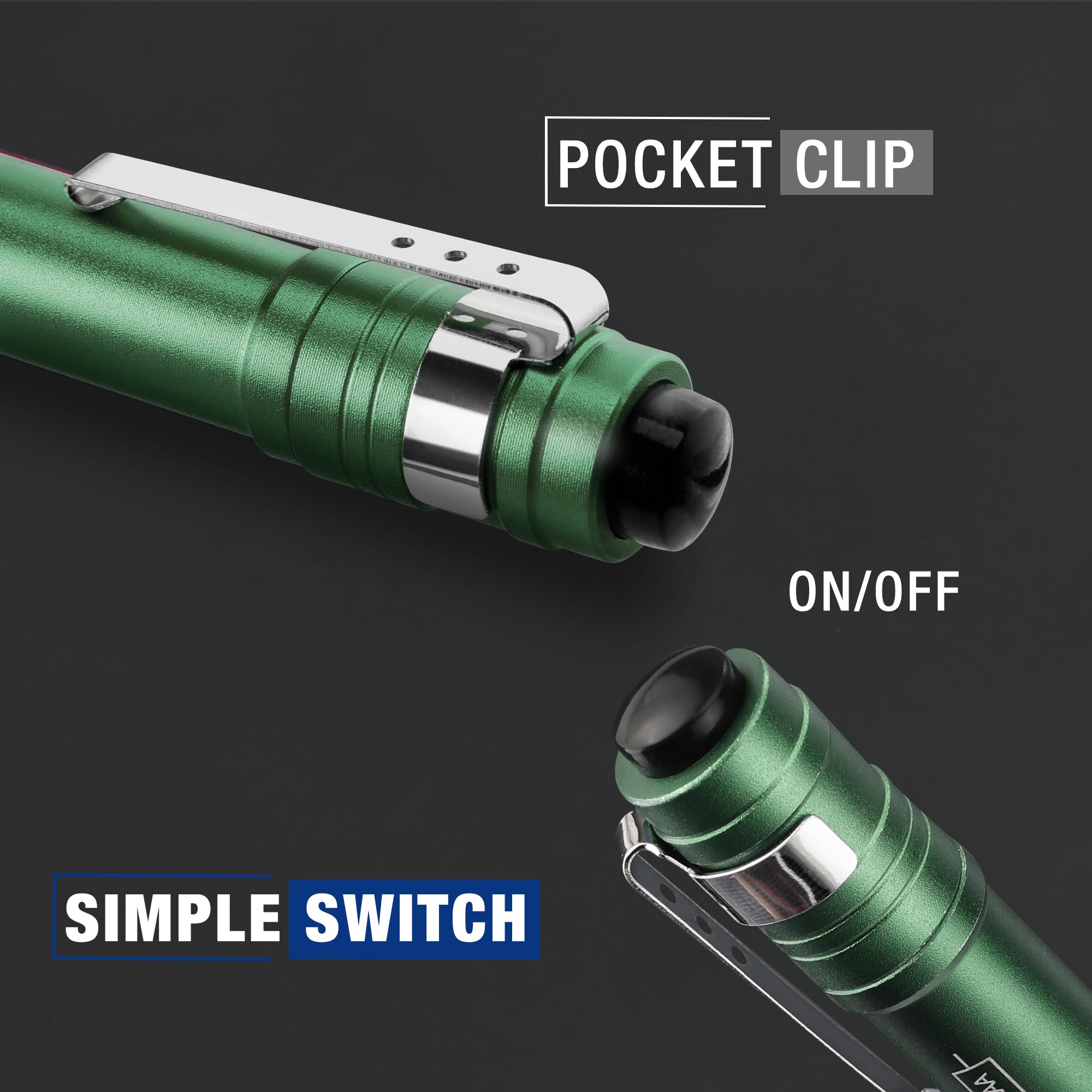 Workpro 4 Pack Gray Pen Light Set & 4 Pack Green Pen Light Set