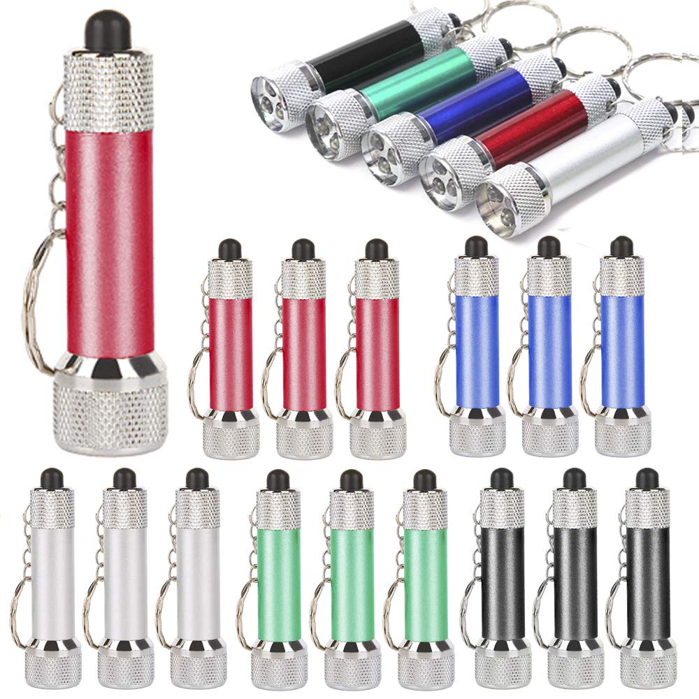 Proloso Mini Led Flashlight Keychains Torch Key Rings Bulk Party Favors For Kids 20 Pack