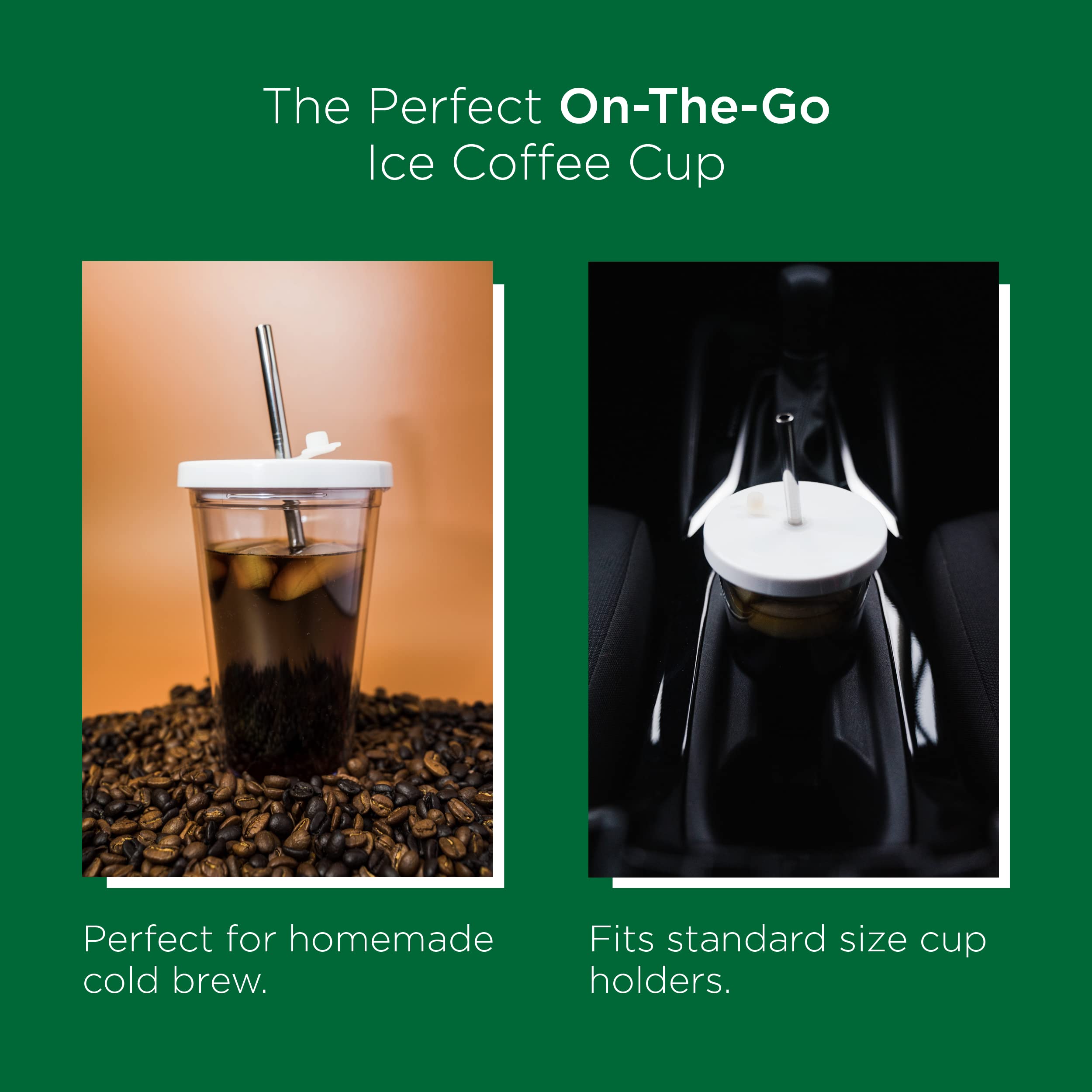 Reusable Iced Coffee Cup (24 Oz/Venti), Leak Proof And Double Wall Insulated Iced Coffee Tumbler