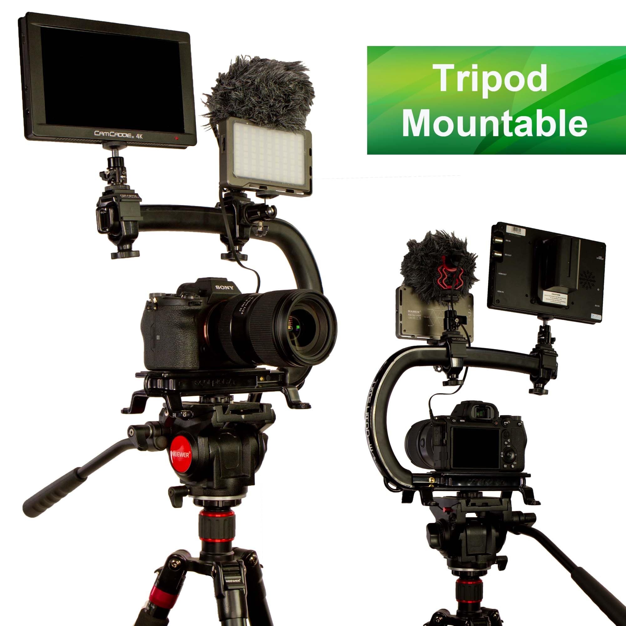Cam Caddie Scorpion Ex Video Action Stabilizing Rig Handle Grip Handheld Stabilizer With Hot-Shoe Mount For Canon Nikon Sony Panasonic Dslr & Mirrorless Camera Camcorder (Triple Cold Shoe (X1))