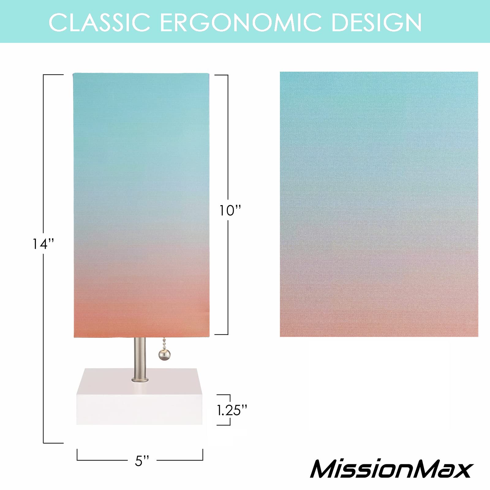 Missionmax Modern Desert Sunset Small Table Lamp W Usb Quick Charging Port, Great For Led Bedside, Desk, Bedroom, And Nightstand Lamps Or Other Table Lights