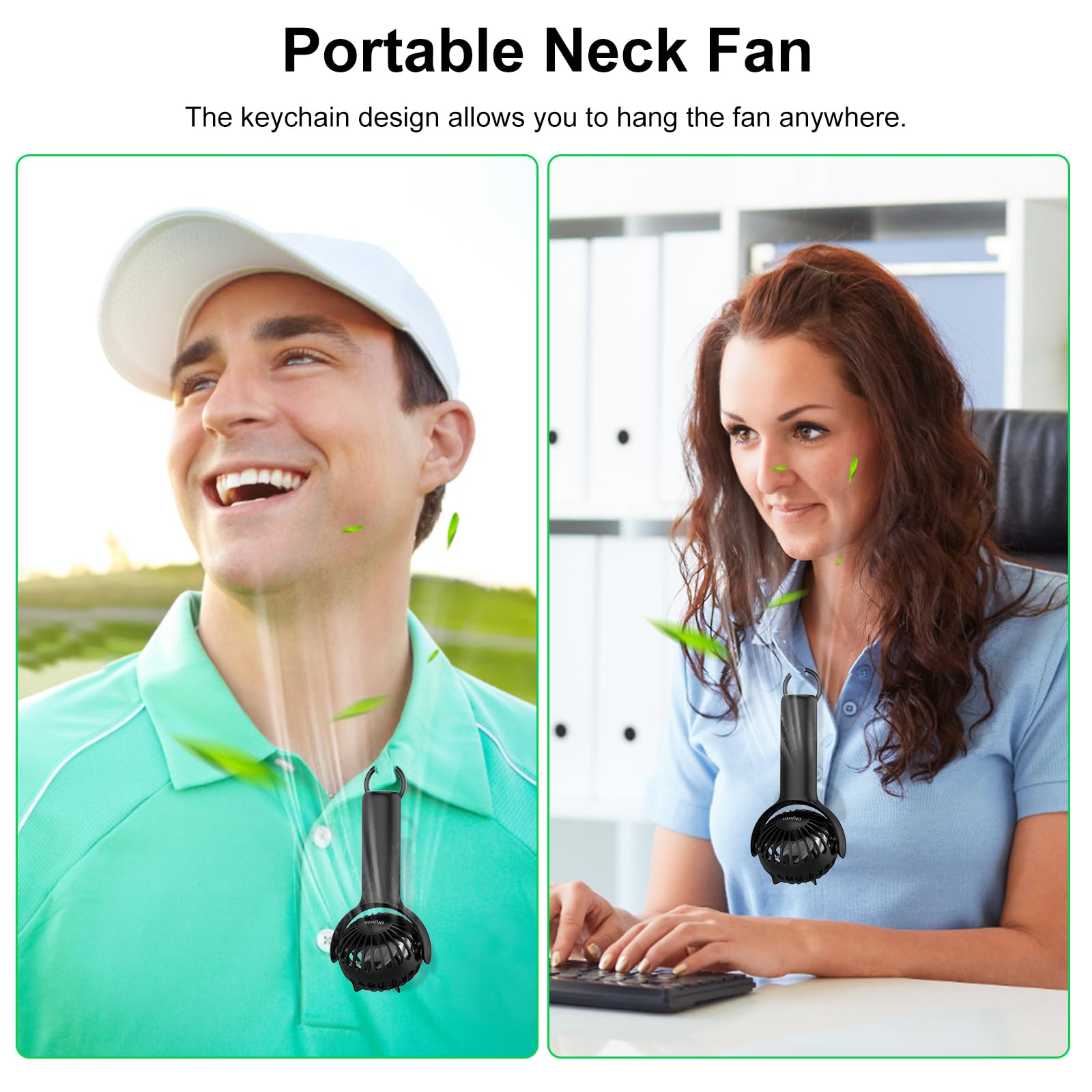 Neck fan and handheld fan in one, perfect for hands-free cooling in hot weather