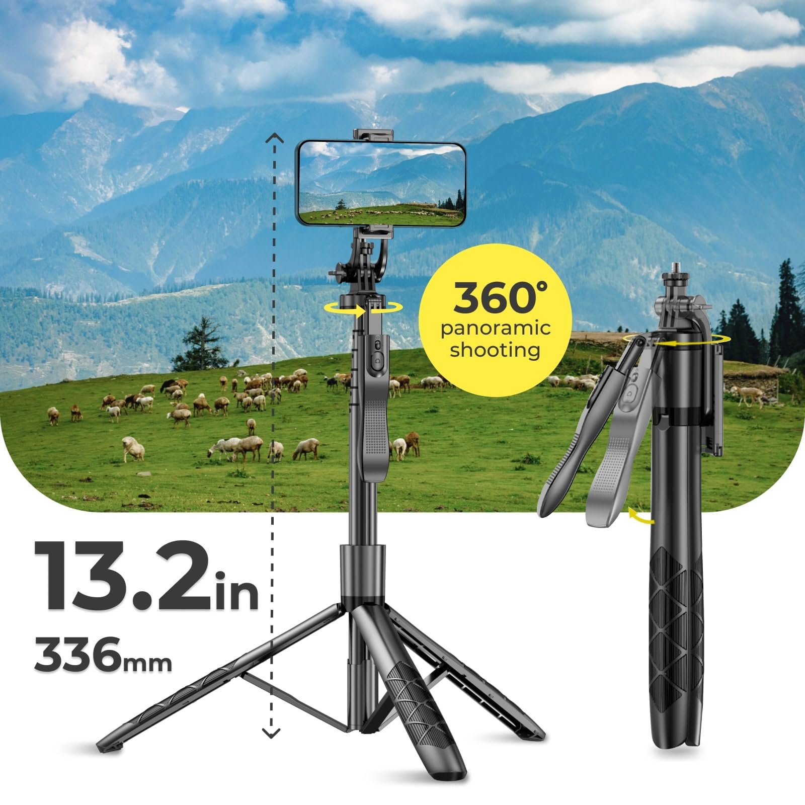Ezigo Phone Tripod 62" Selfie Stick For Iphone With Remote And 3W Led Light, Universal Mount, Phone Stand For Recording & Streaming, Tripod For Iphone & Android Phone & Gopro