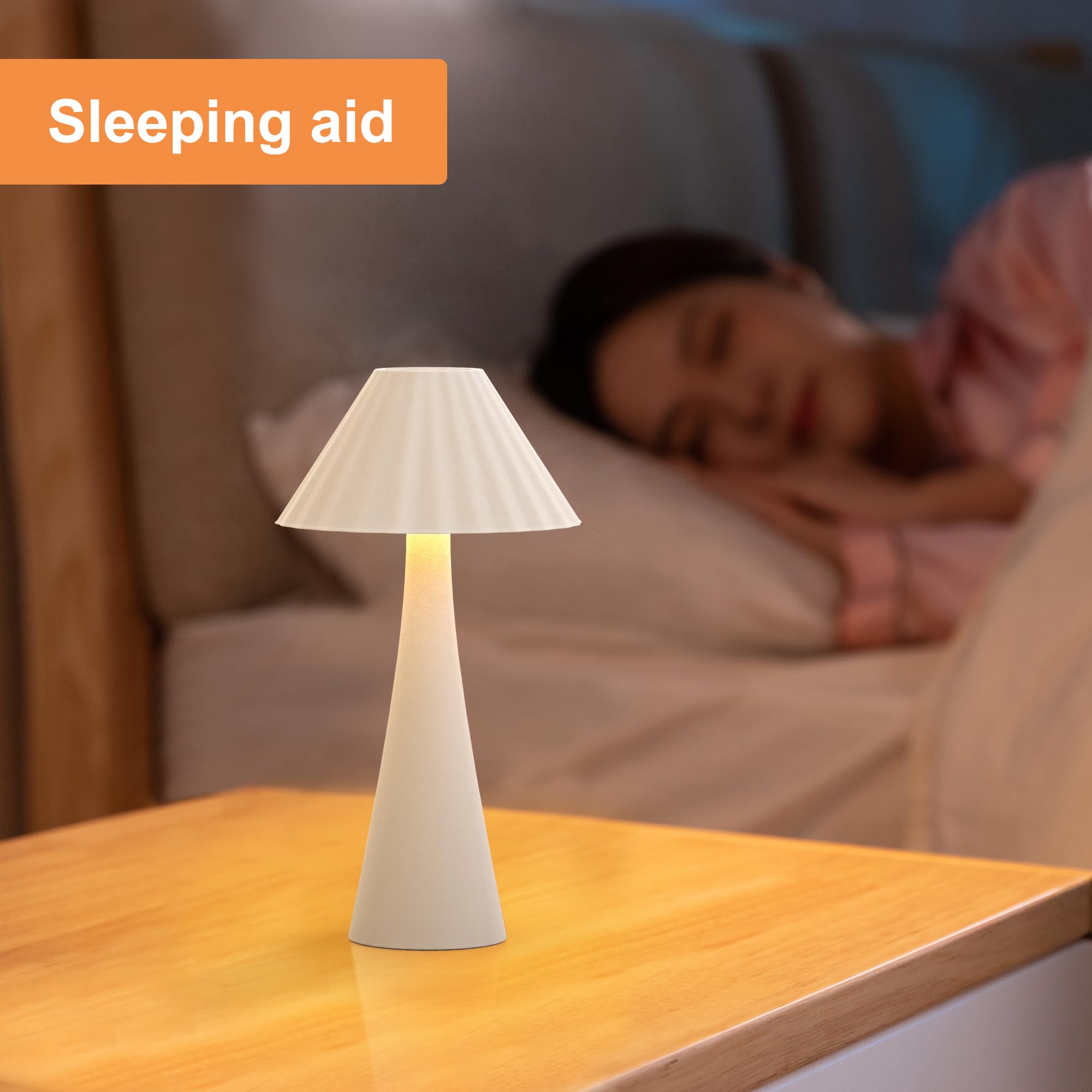 Hightry 2 Pack Cordless Table Lamps, White Portable Led Desk Lamp, 3000Mah Battery Operated Rechargeable Table Lights, Wireless Lamp With 2700K Stepless Dimming Up For Restaurant, Bars, Coffee Shop