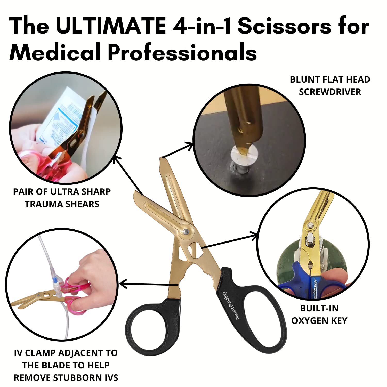 Nursingtools Hummingbird 4In1 Medical Scissors - Pocket Size Trauma Shears W/Clip-On Led Flashlight For Nurses, Students, Respiratory Therapists, Veterinarians, And Medical Professionals (Pink + Led Light)
